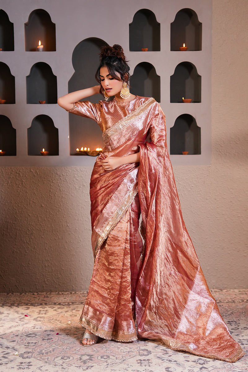 Badami Gold Tissue Silk Saree