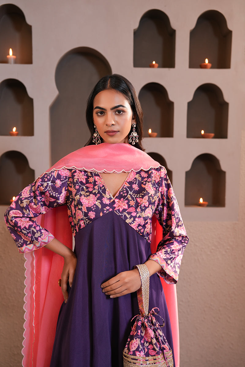 Banafshi Chintz Anarkali Set