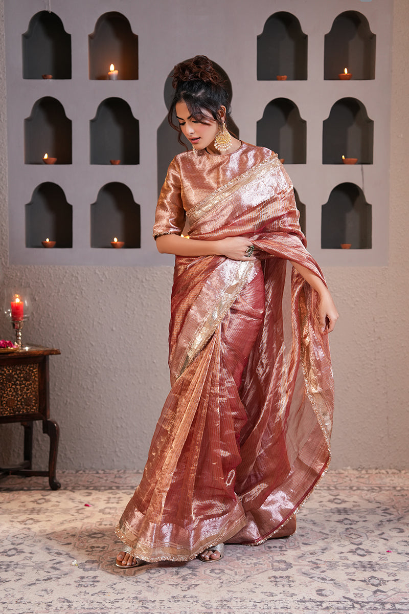 Badami Gold Tissue Silk Saree