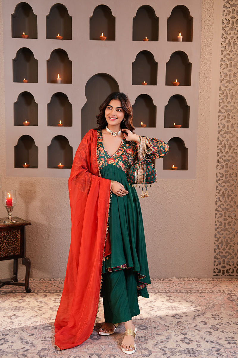 Sabz Chintz Anarkali