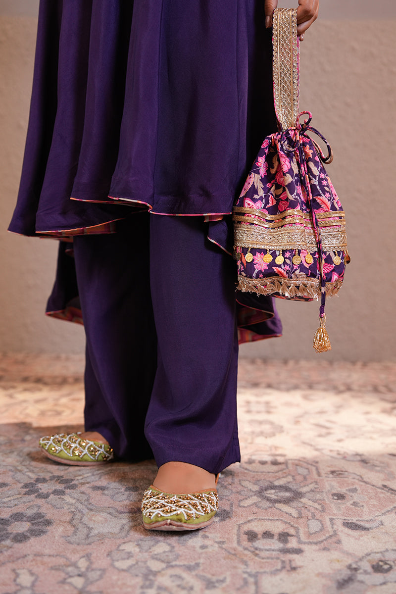 Banafshi Chintz Anarkali Set With Dupatta