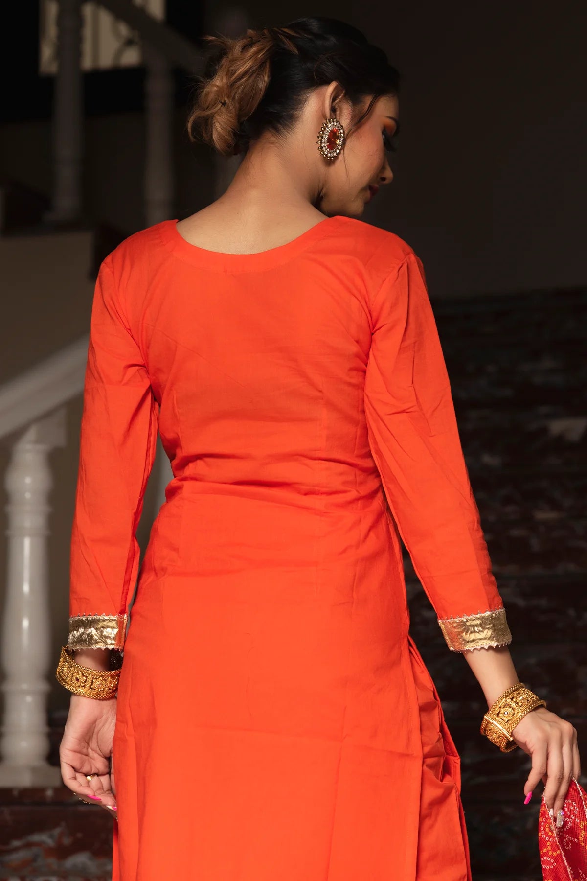 BLOOM ORANGE COTTON SUIT SET