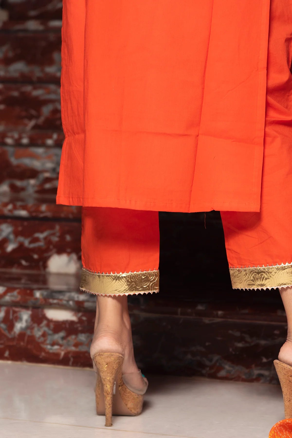 BLOOM ORANGE COTTON SUIT SET