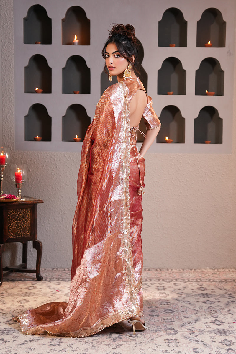 Badami Gold Tissue Silk Saree