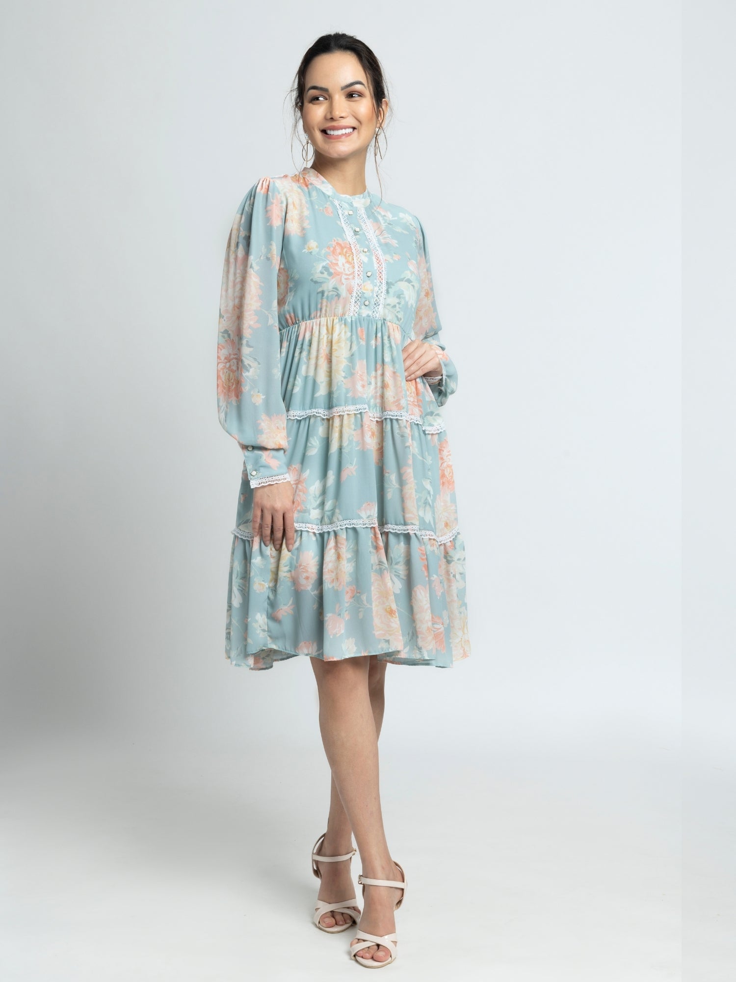 Frost Blue tiered Mini Dress