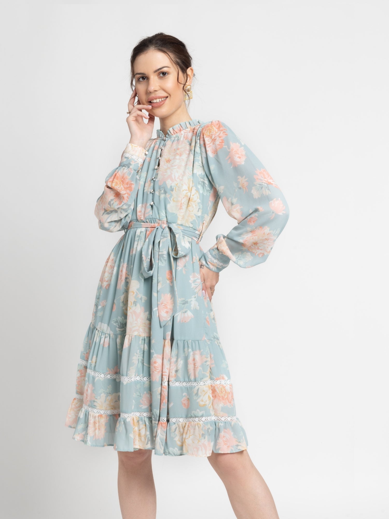 Frost Blue Knot Mini Dress