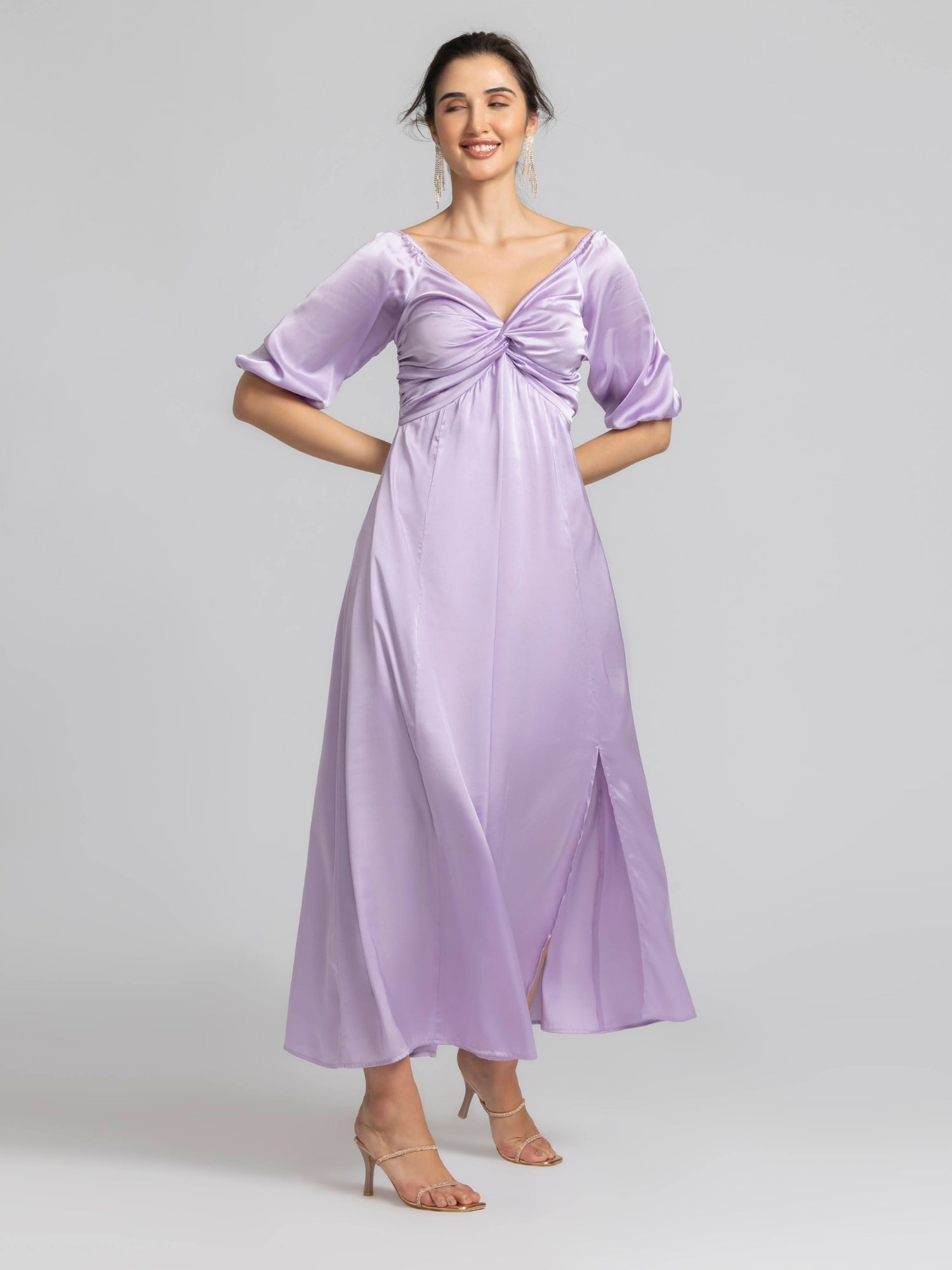Lavender Elegance Sweetheart Maxi Dress