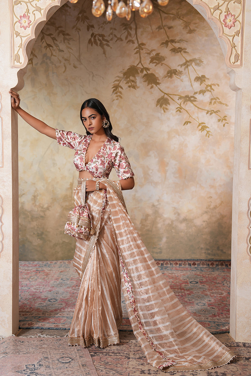 Zarina Pearl Tissue Silk Saree