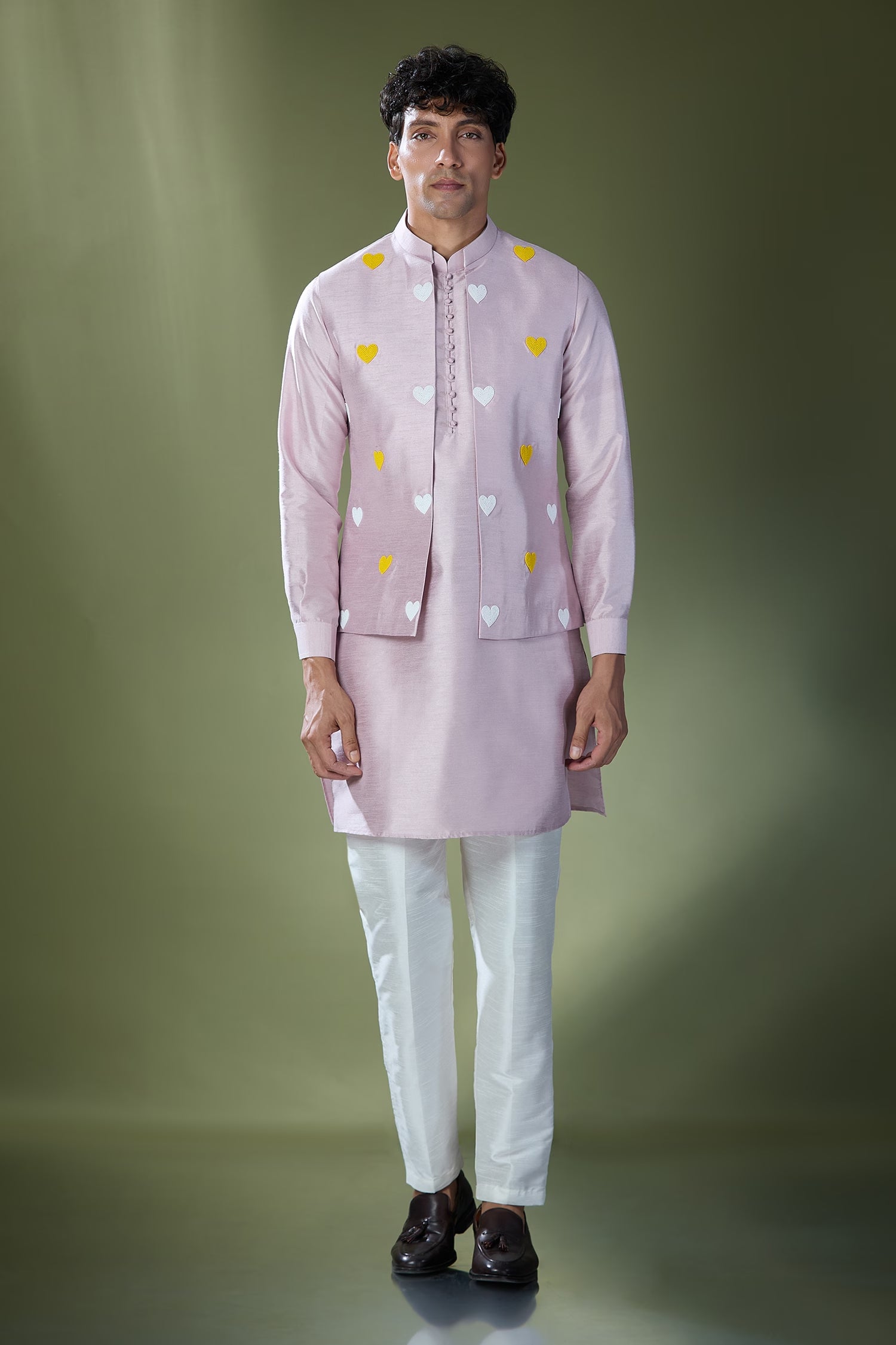 Lilac Embroidered Kurta-Jacket Set