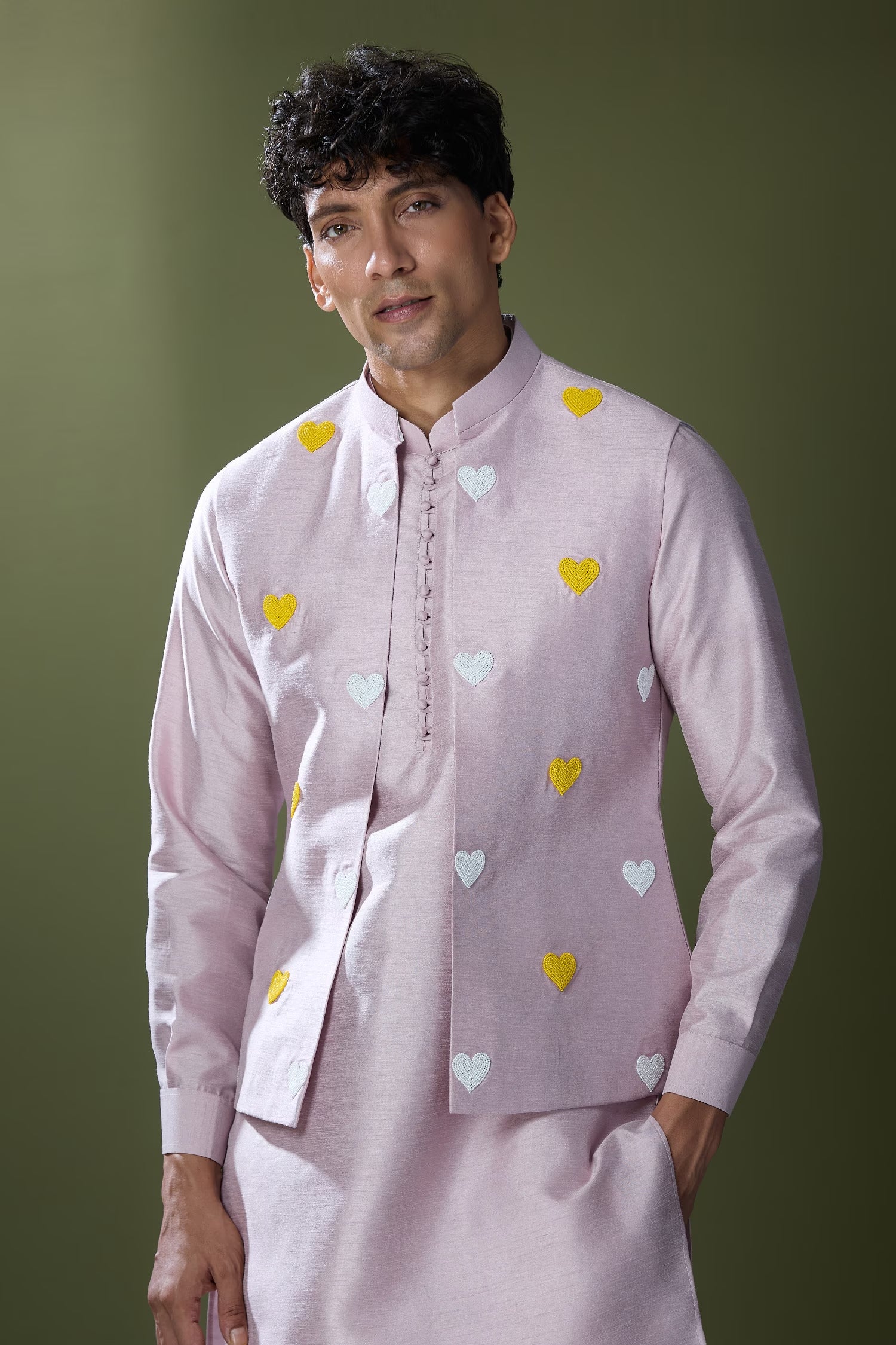 Lilac Embroidered Kurta-Jacket Set