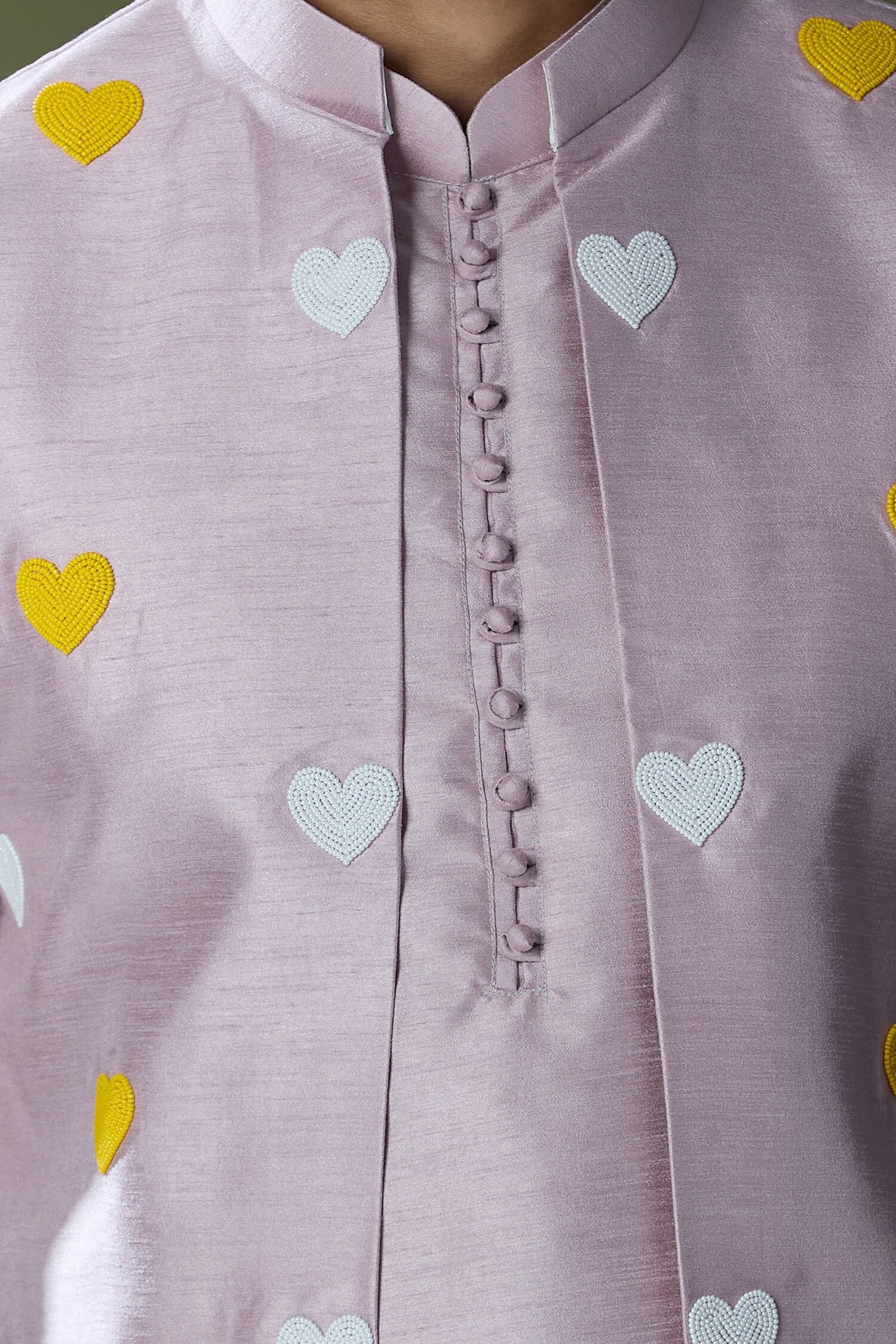 Lilac Embroidered Kurta-Jacket Set