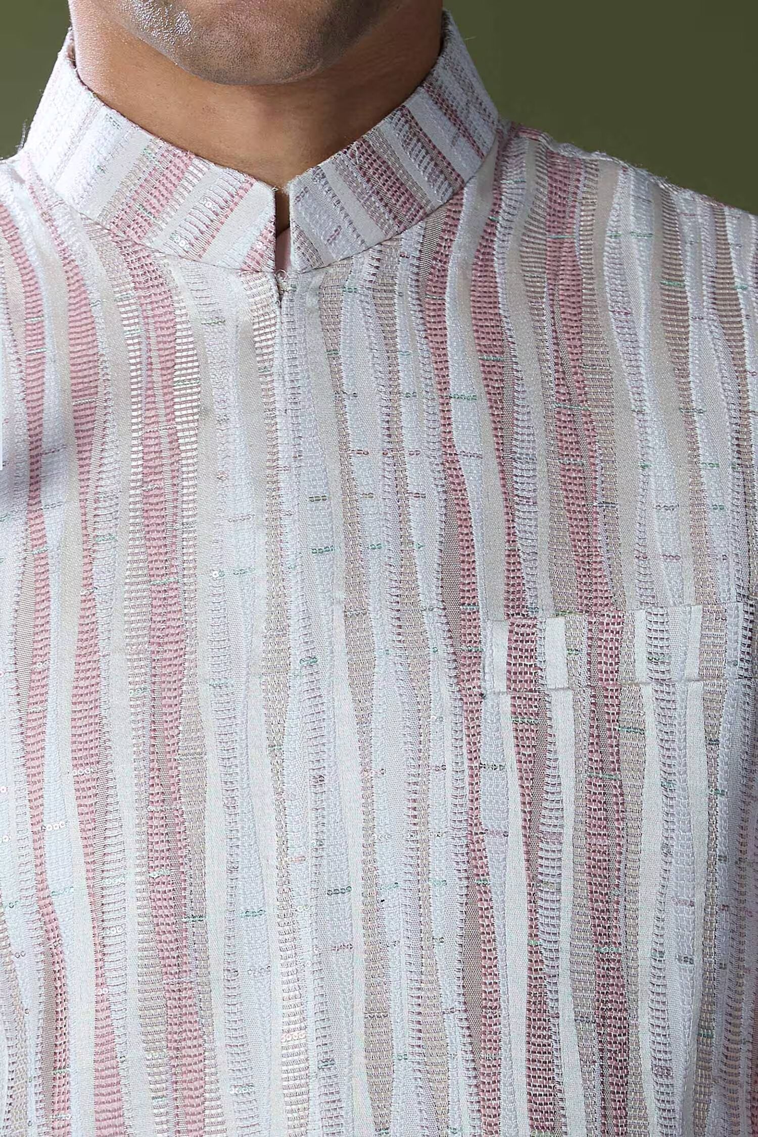 Powder Pink Embroidered Kurta-Jacket Set