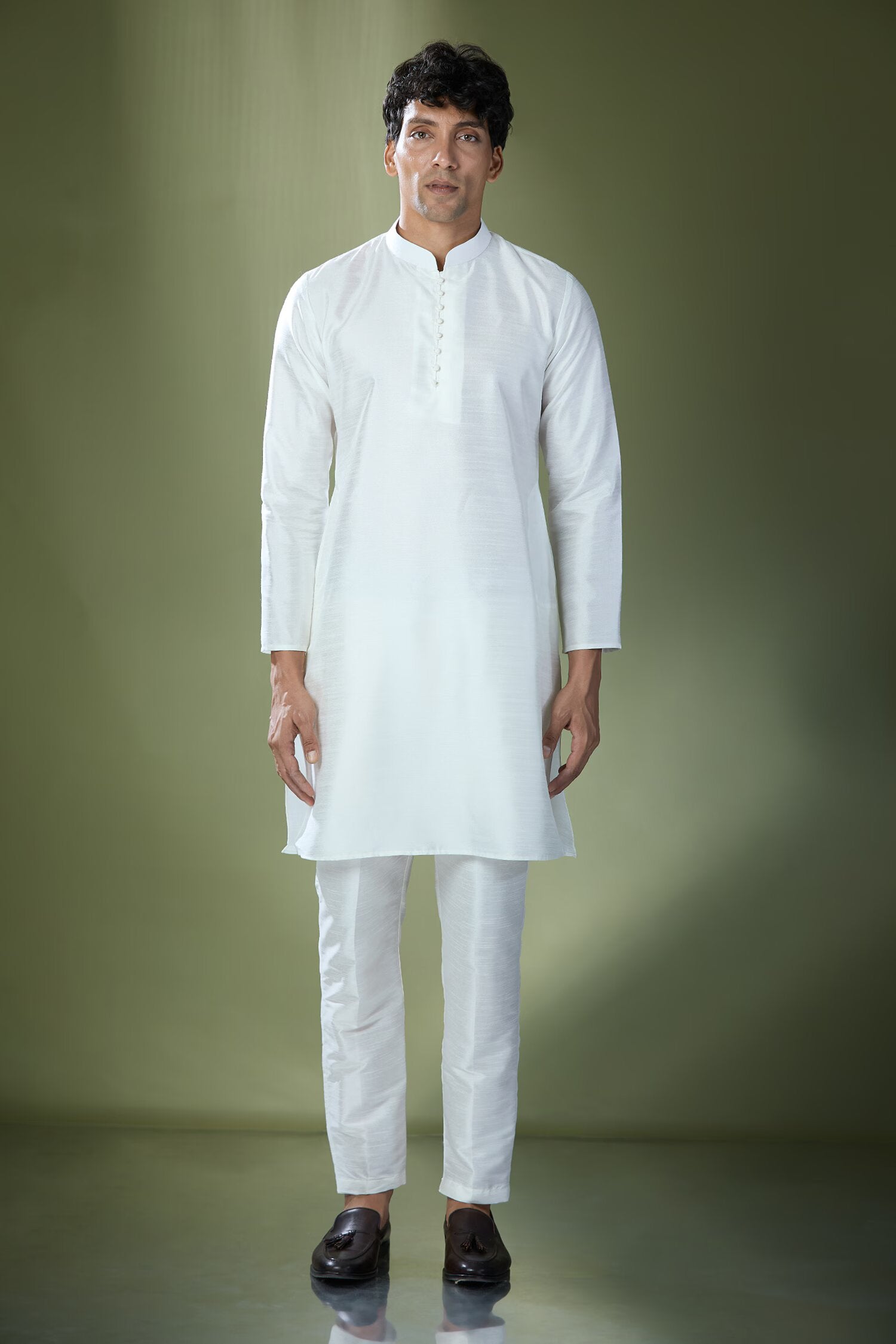 Off White Embroidered Kurta-Jacket Set