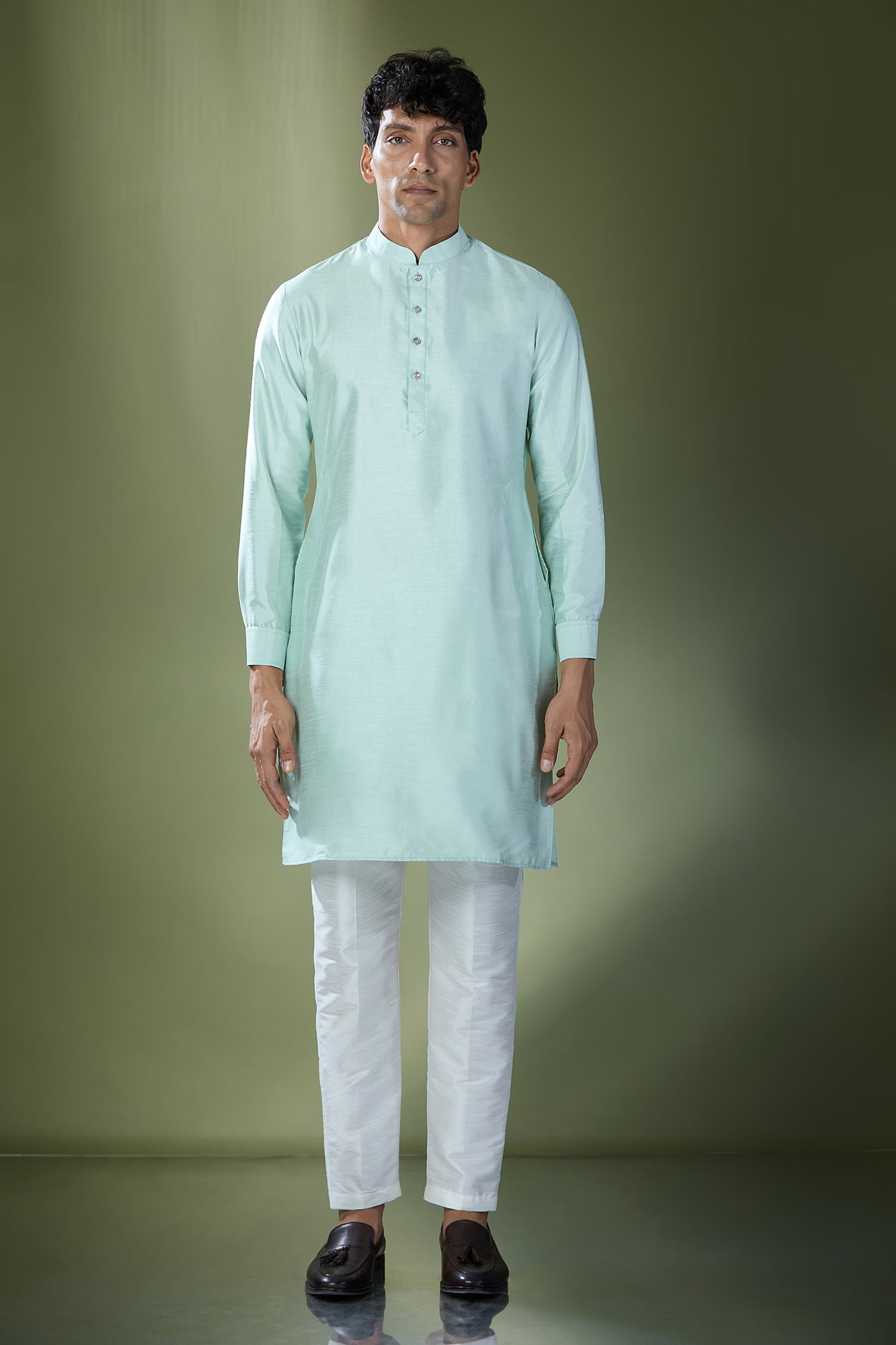 Sea Green Embroidered Kurta-Jacket Set
