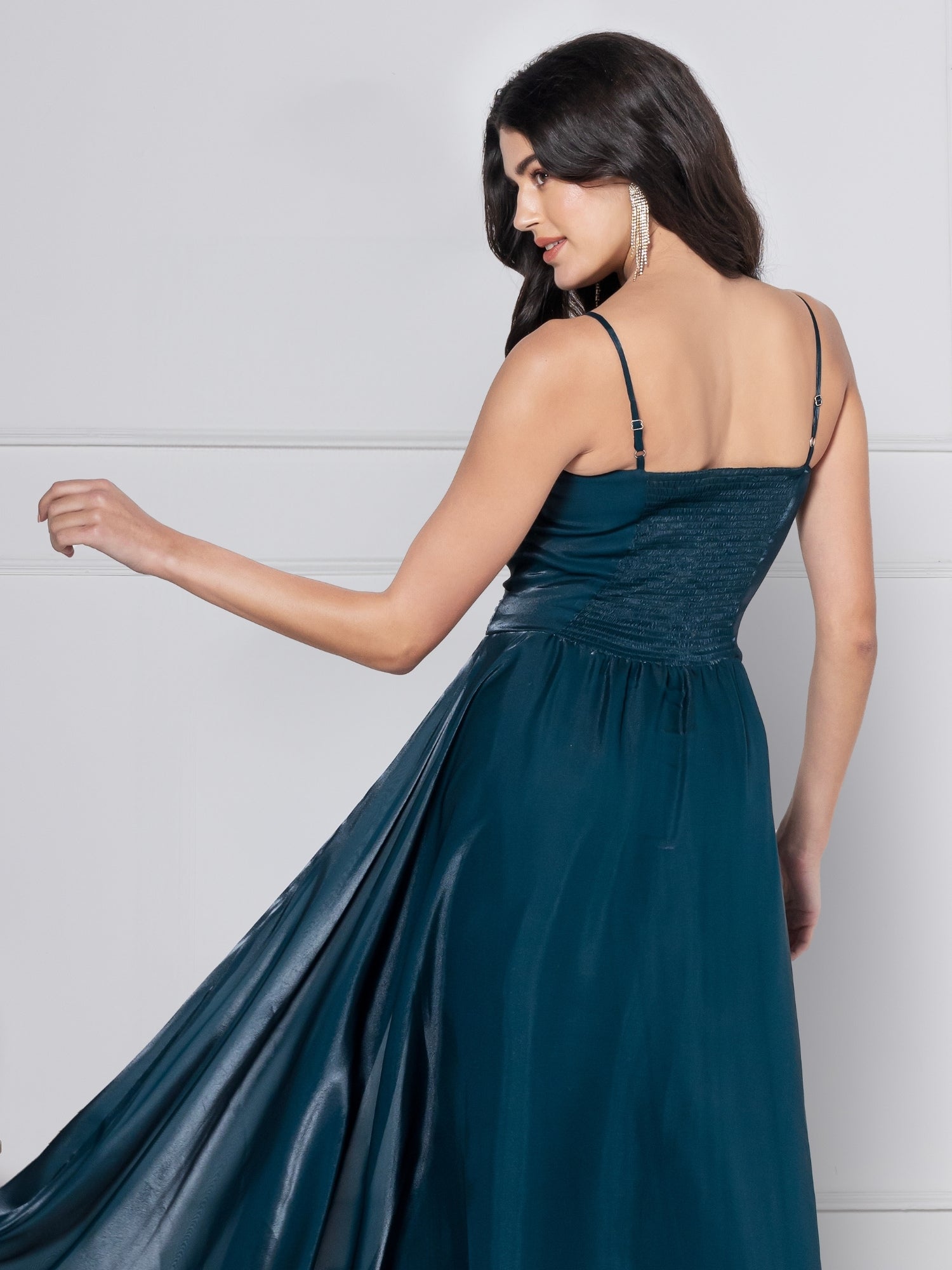 Dark Emerald Glam Maxi Dress