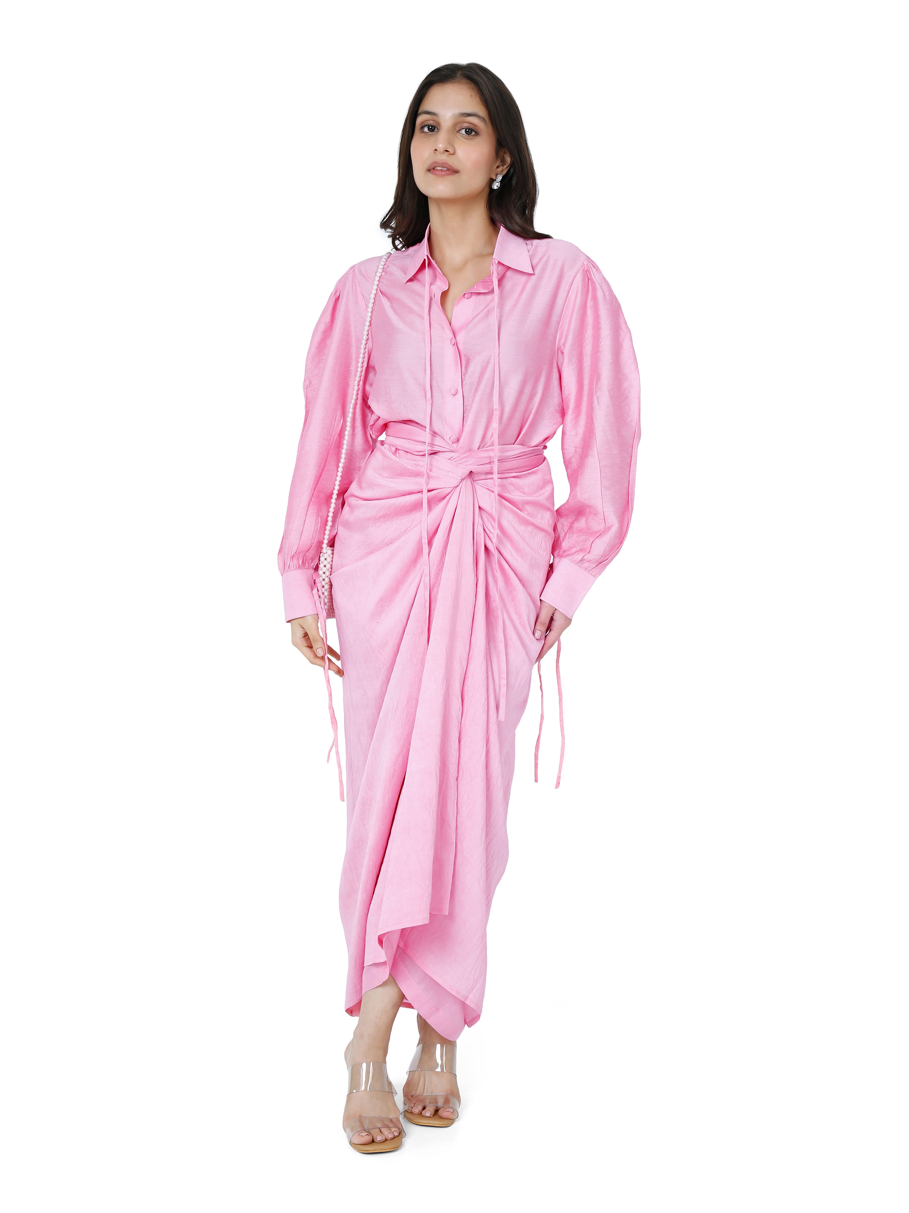 Selfdrape skirt with shirt
