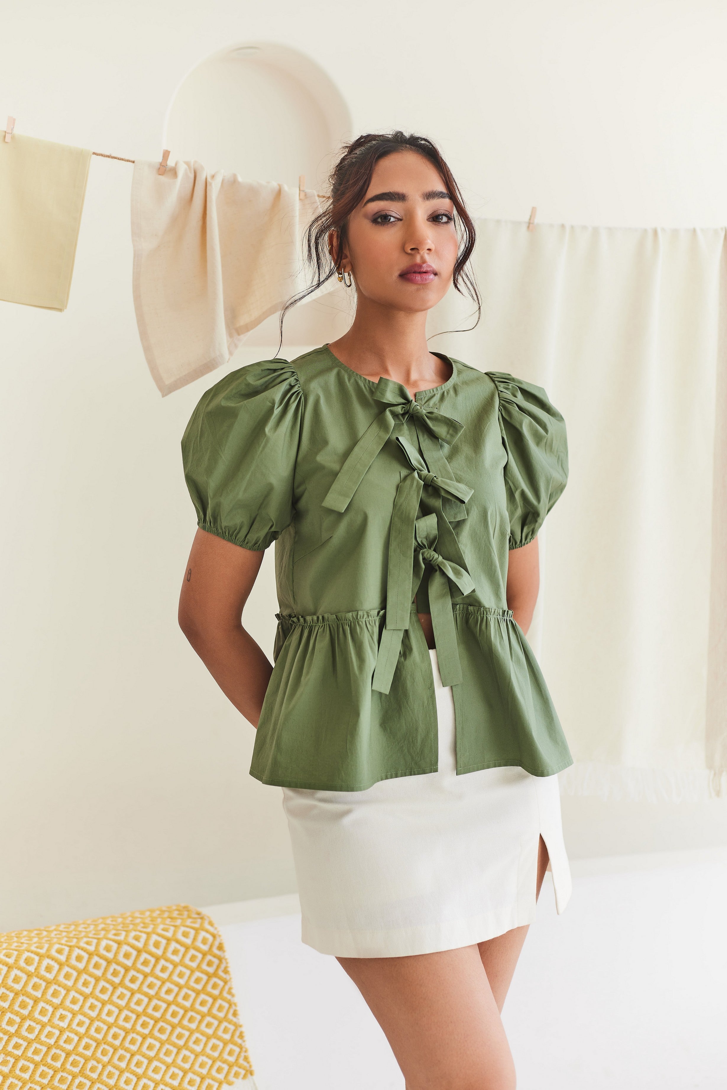 Stylish Olive Tie-Up Top