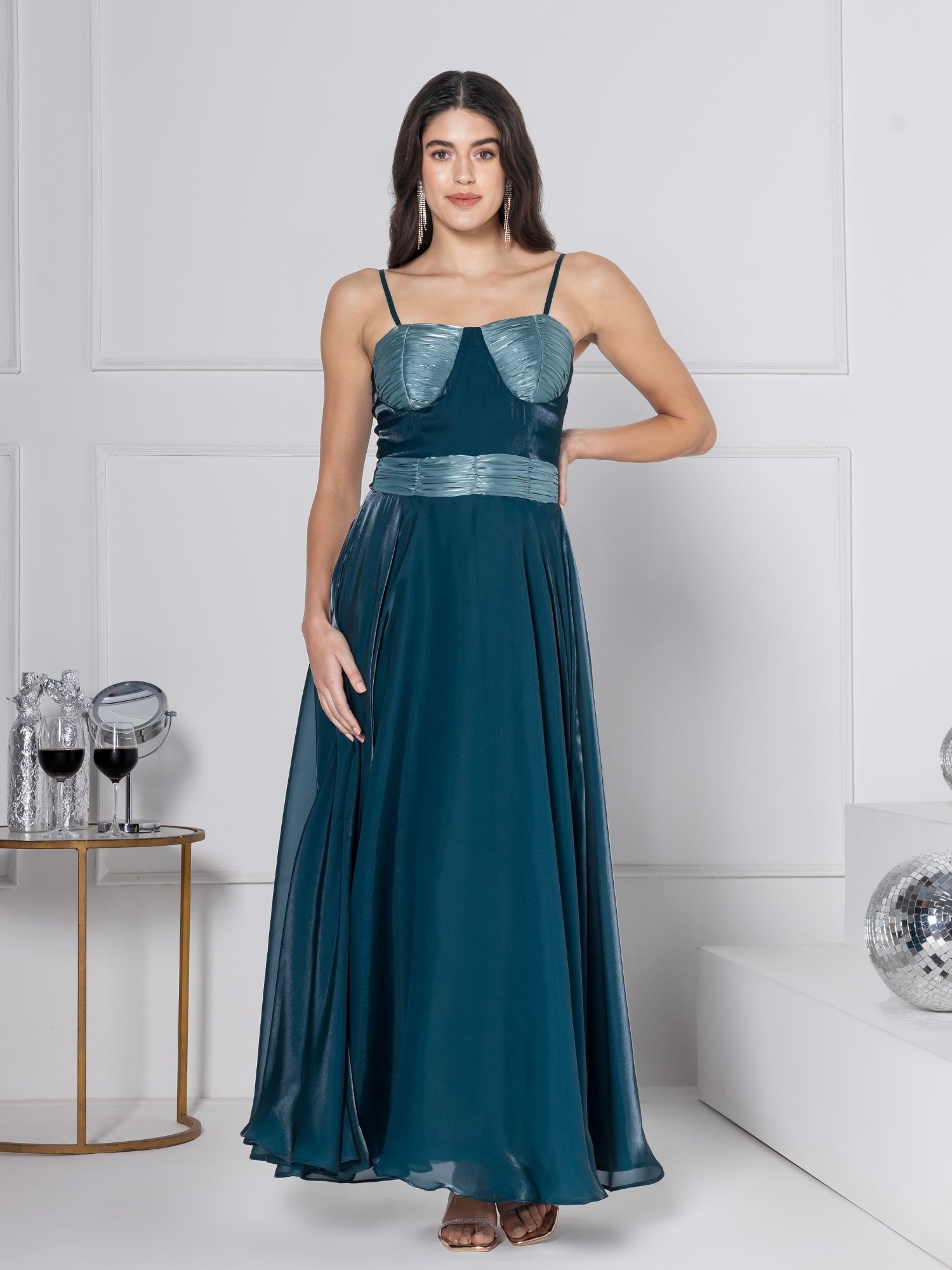Dark Emerald Glam Maxi Dress