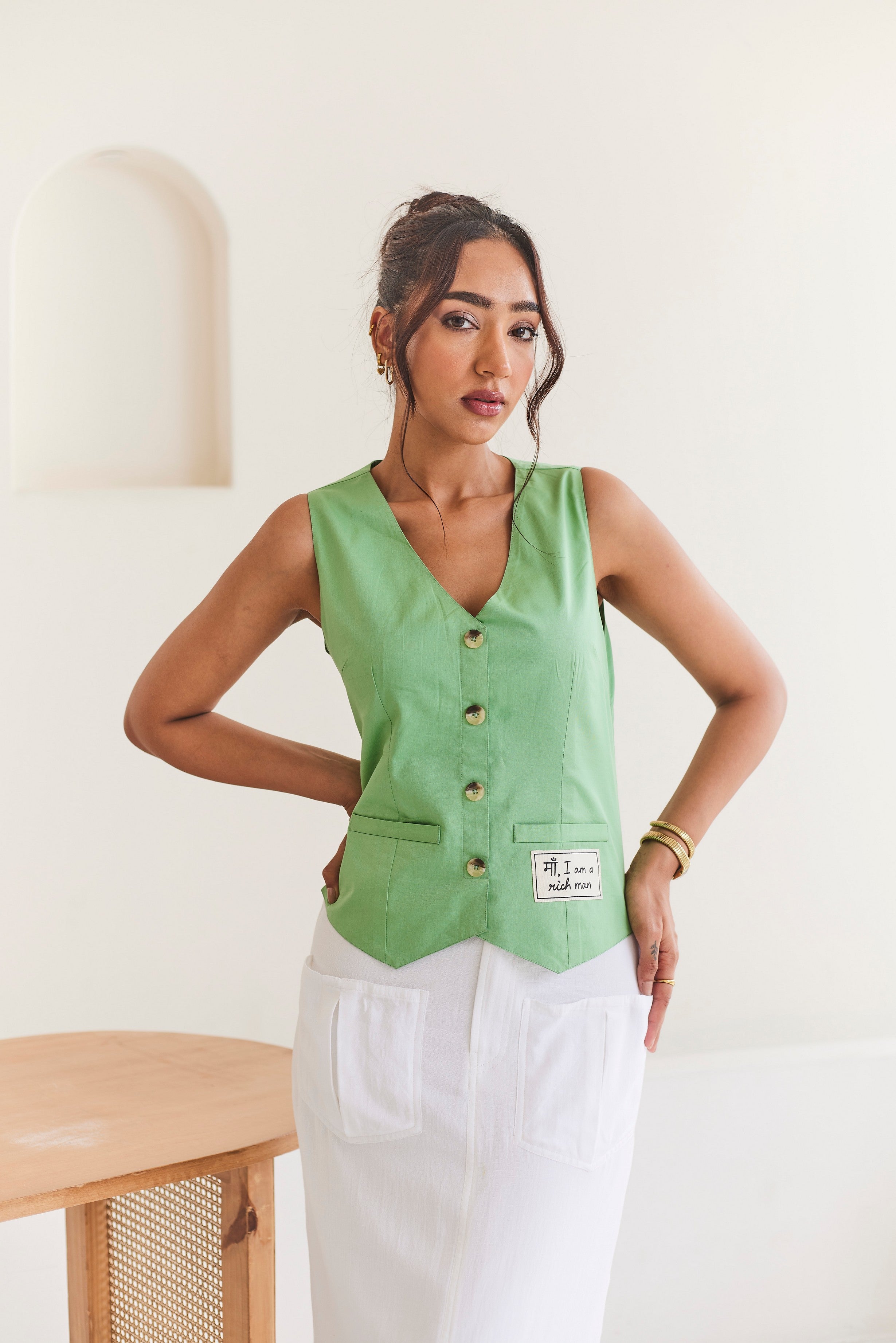 Green Cotton Vest
