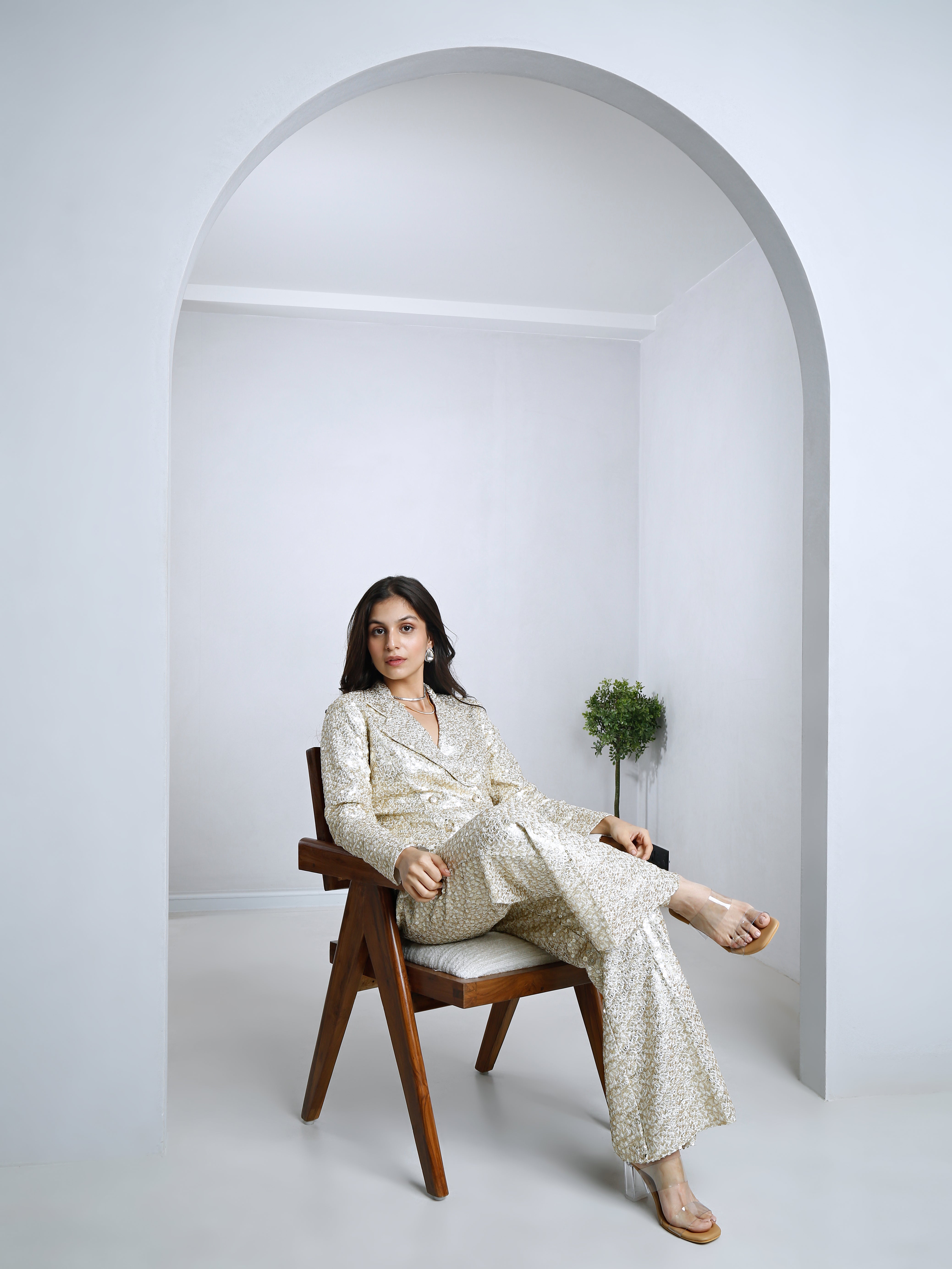 White Blazer and palazo pant