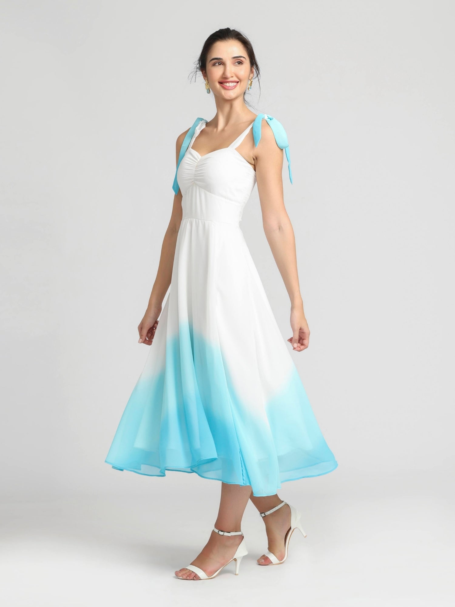 Whispering Blue Ombre Midi Dress