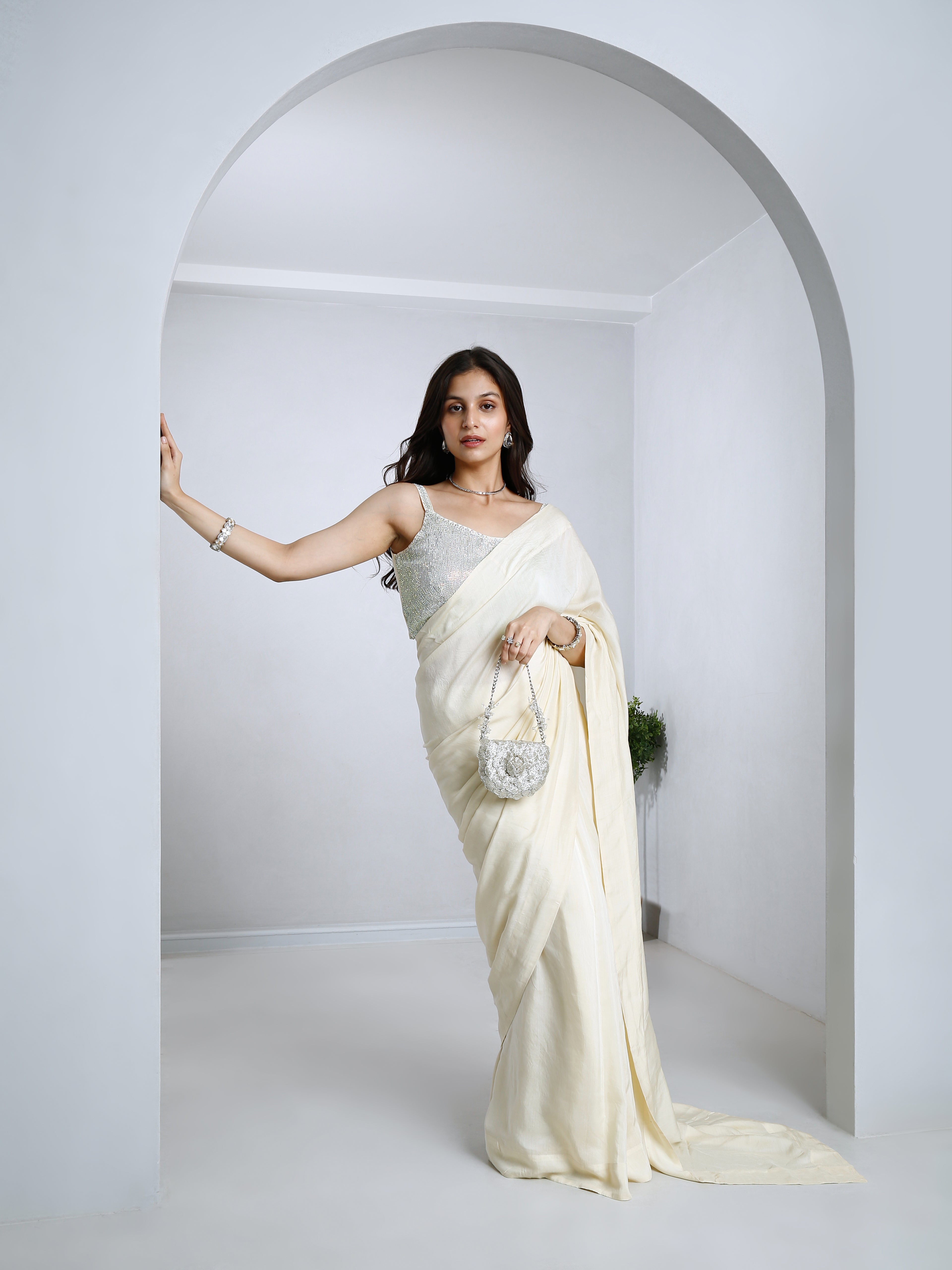 Cream Saress with Blouse