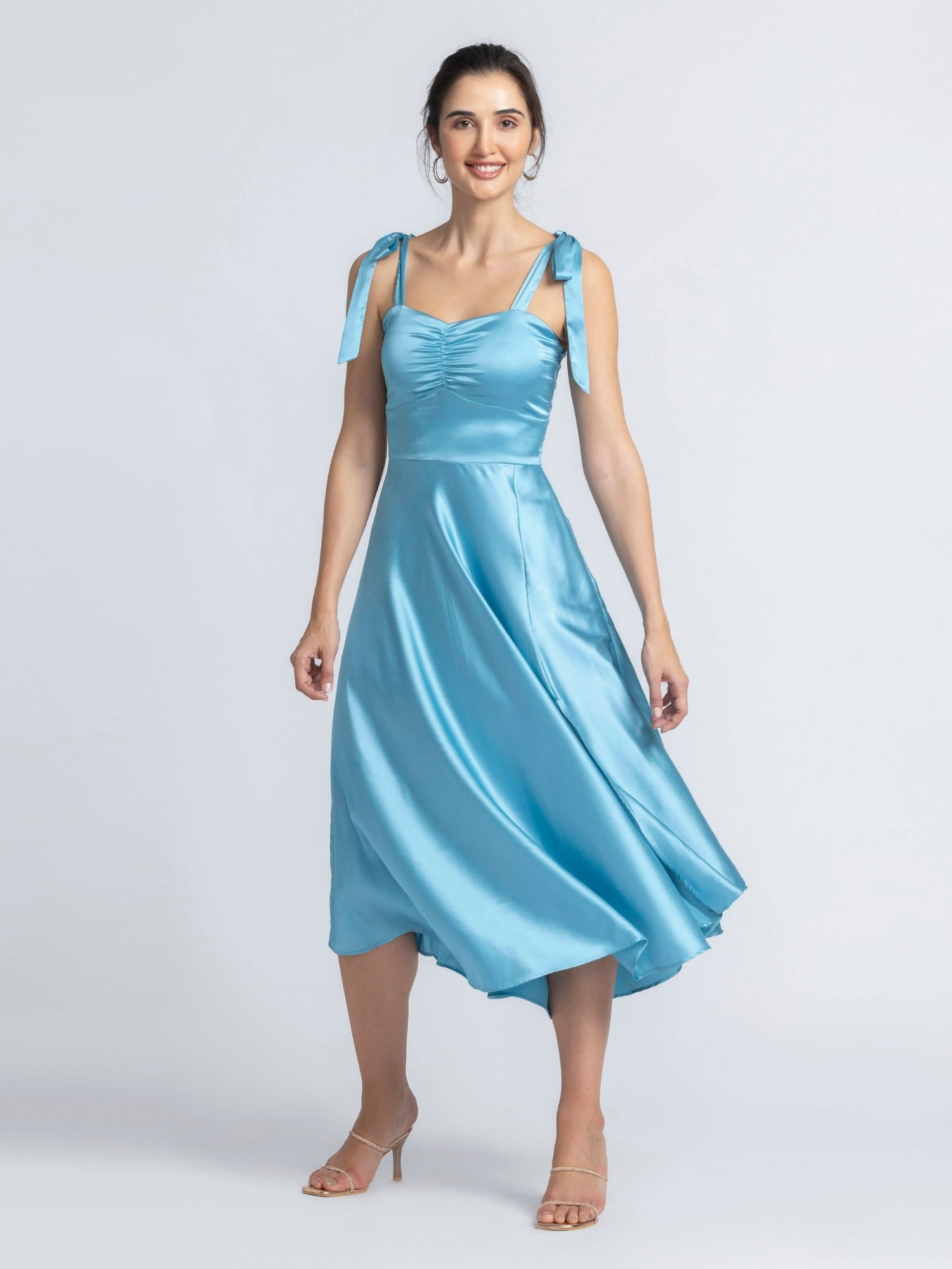 Turquoise Blue Sweetheart Midi Dress