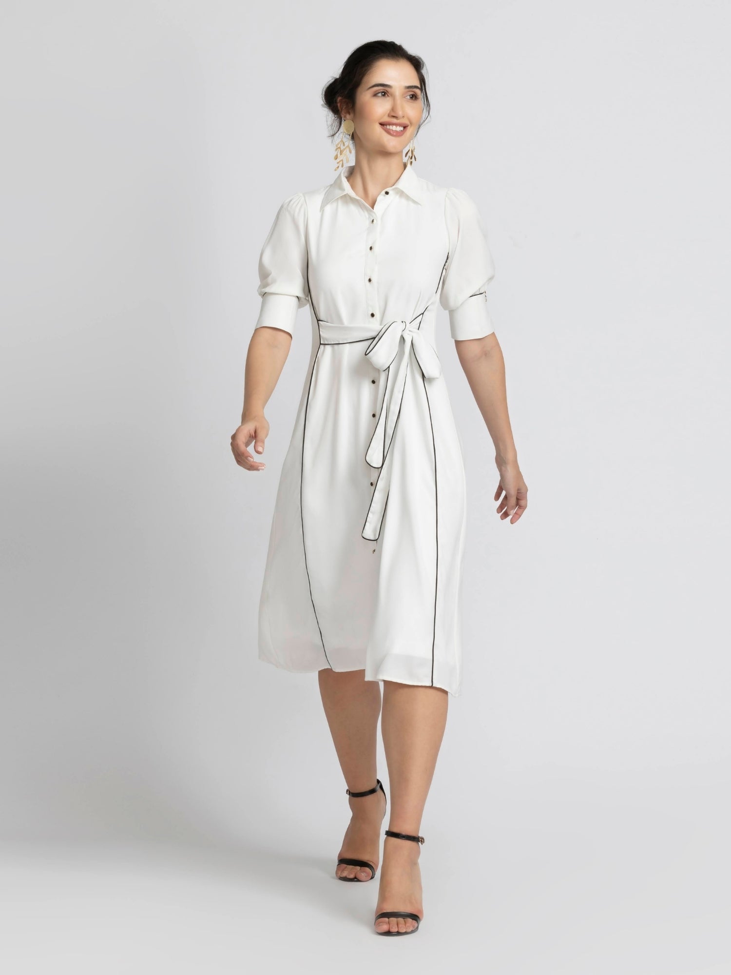 Blanc Elegance Midi Dress
