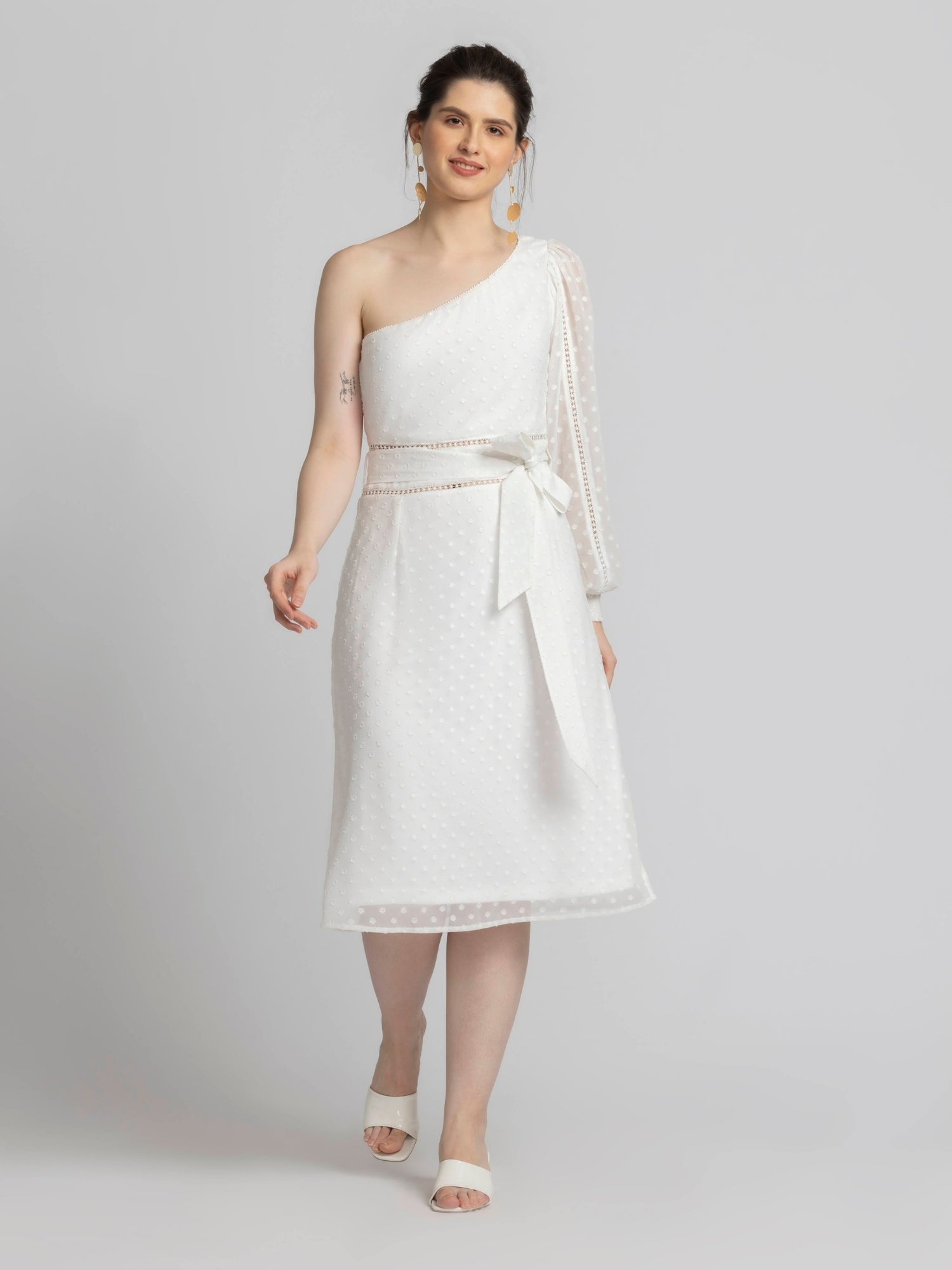 Snowflake White Midi dress