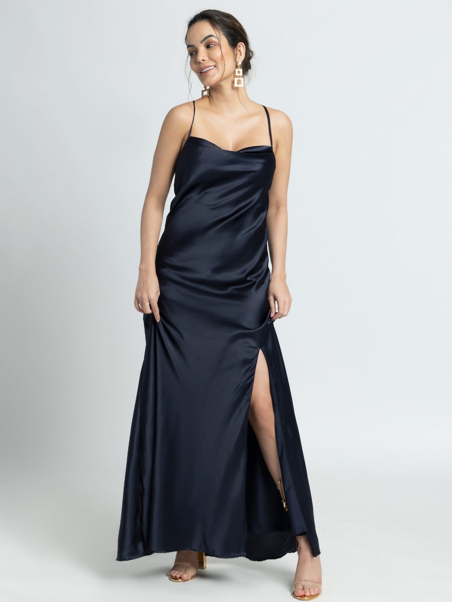 Navy Nights Cowl Maxi Dress