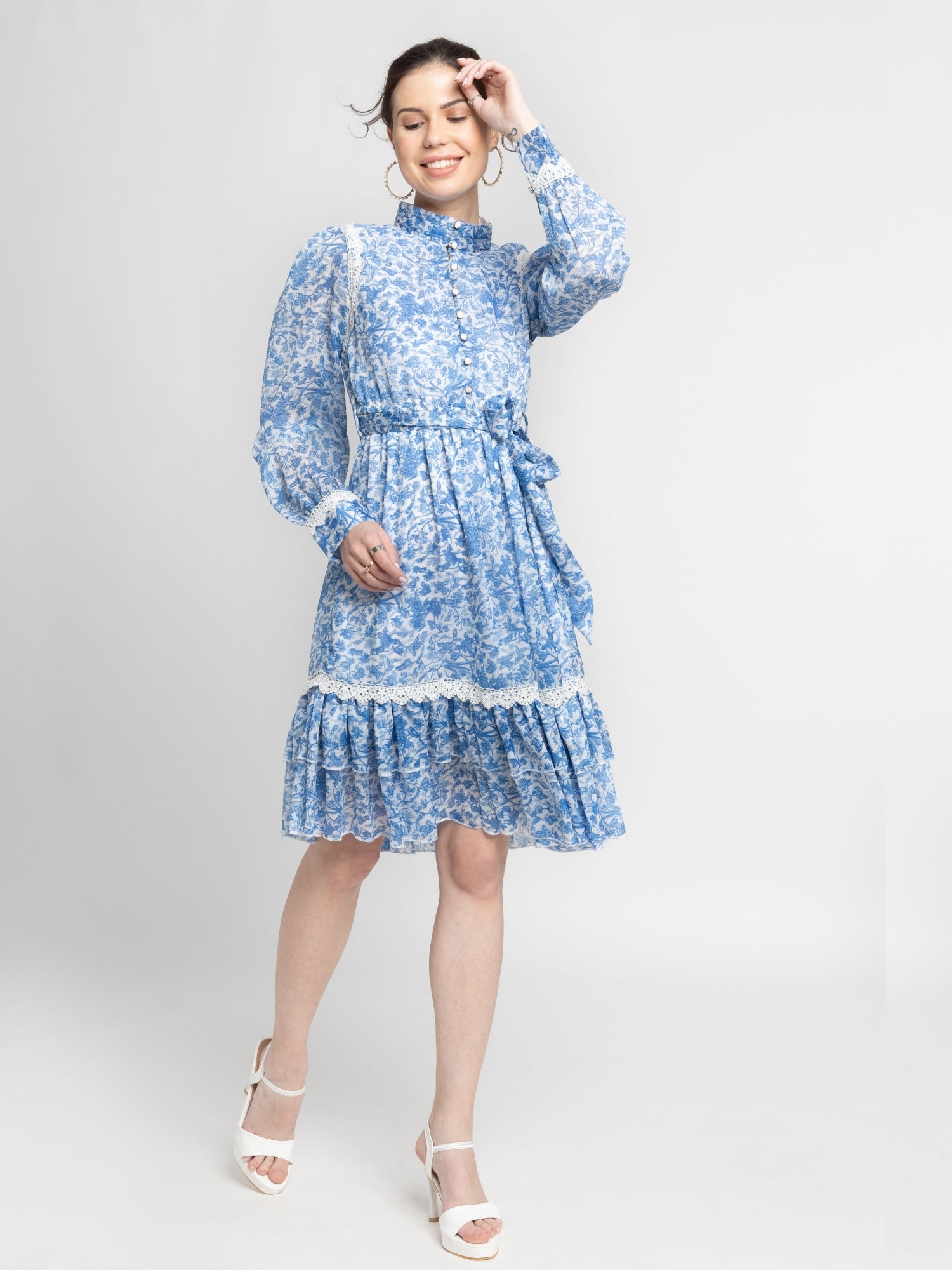 Misty Floral Mandarin Mini Dress