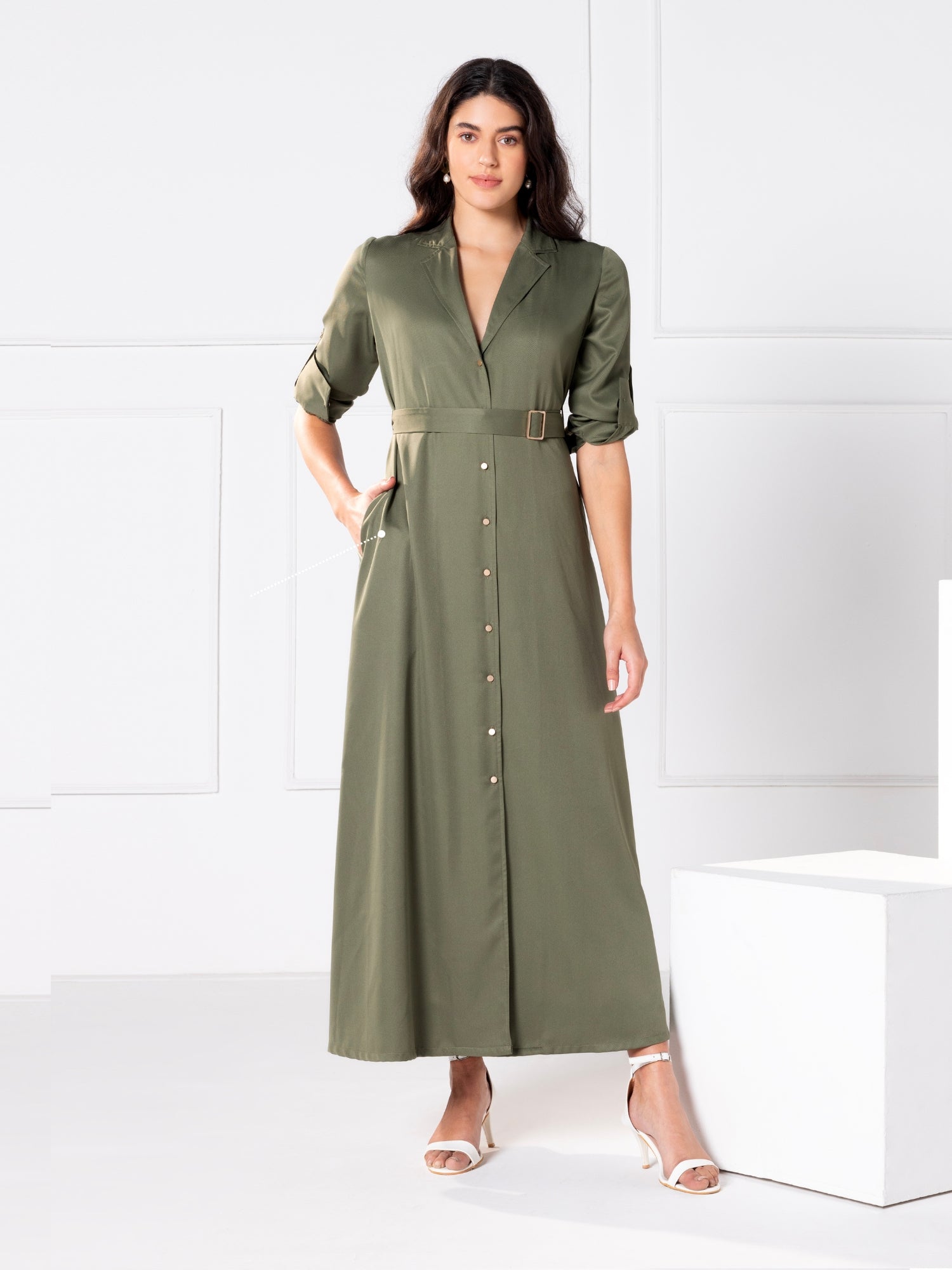 Olive Elegance Maxi Dress
