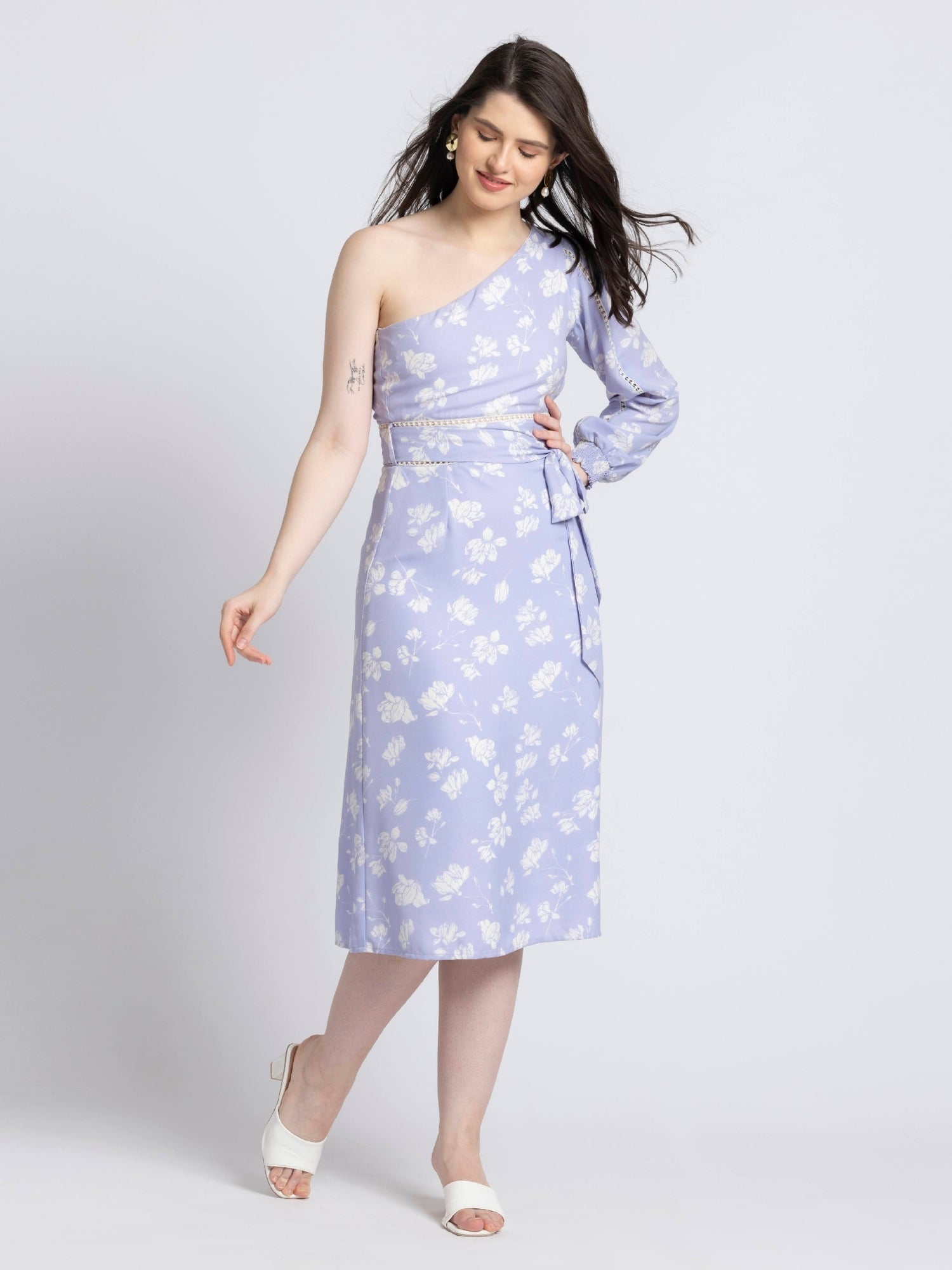 Lavender Blossom Asym Midi Dress