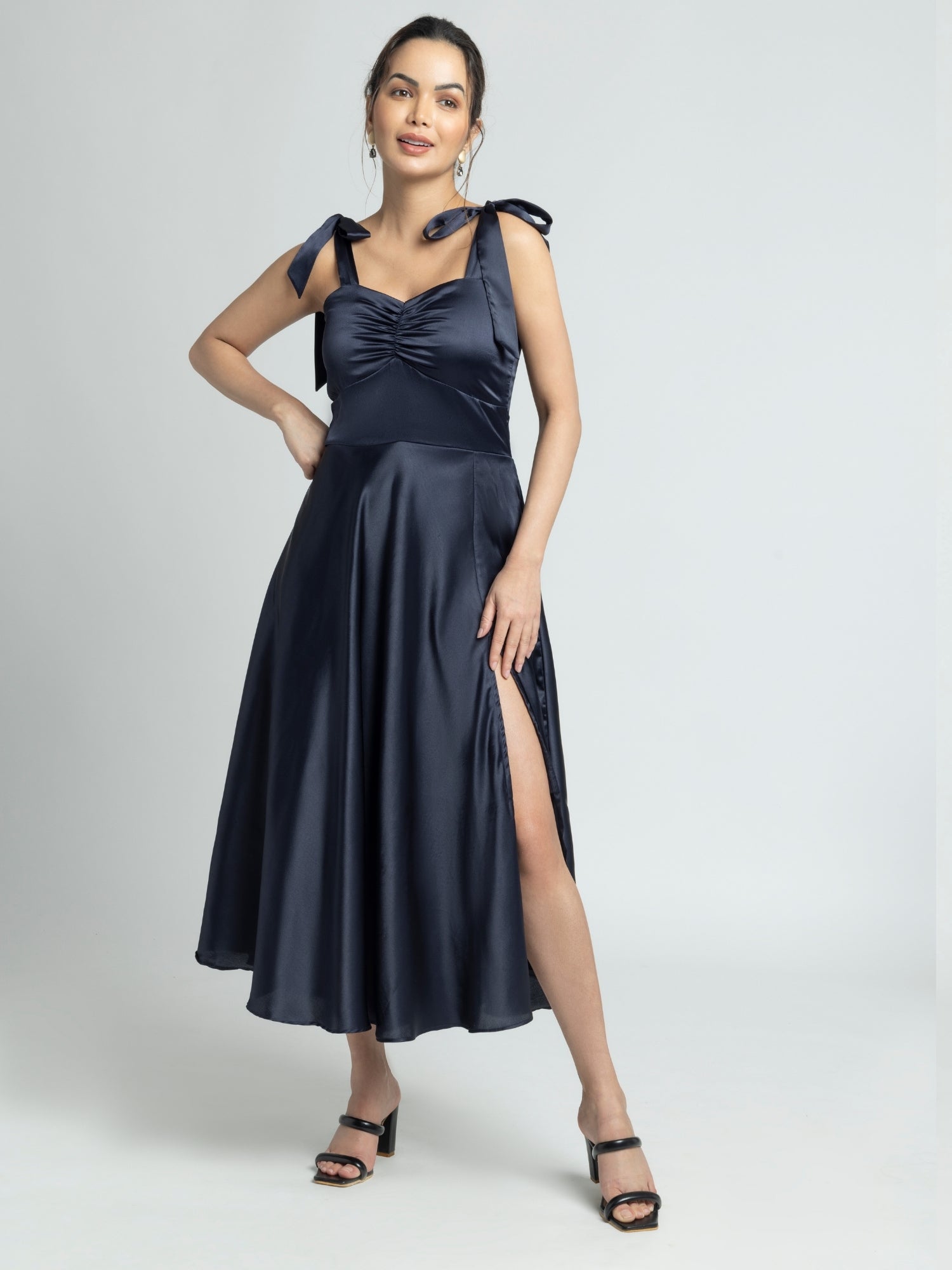 Navy Nights Sweetheart Midi Dress