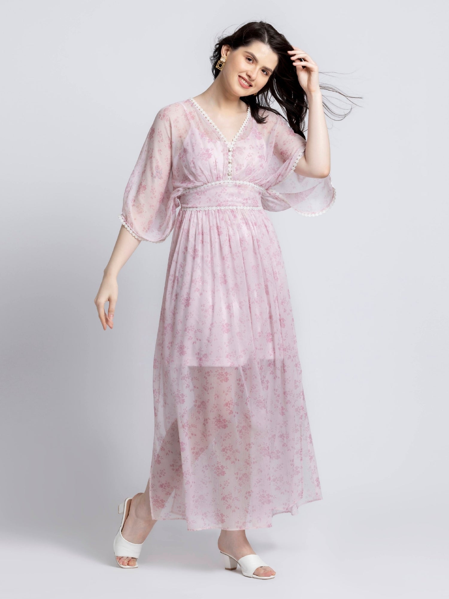 Serene Rosette V Maxi Dress