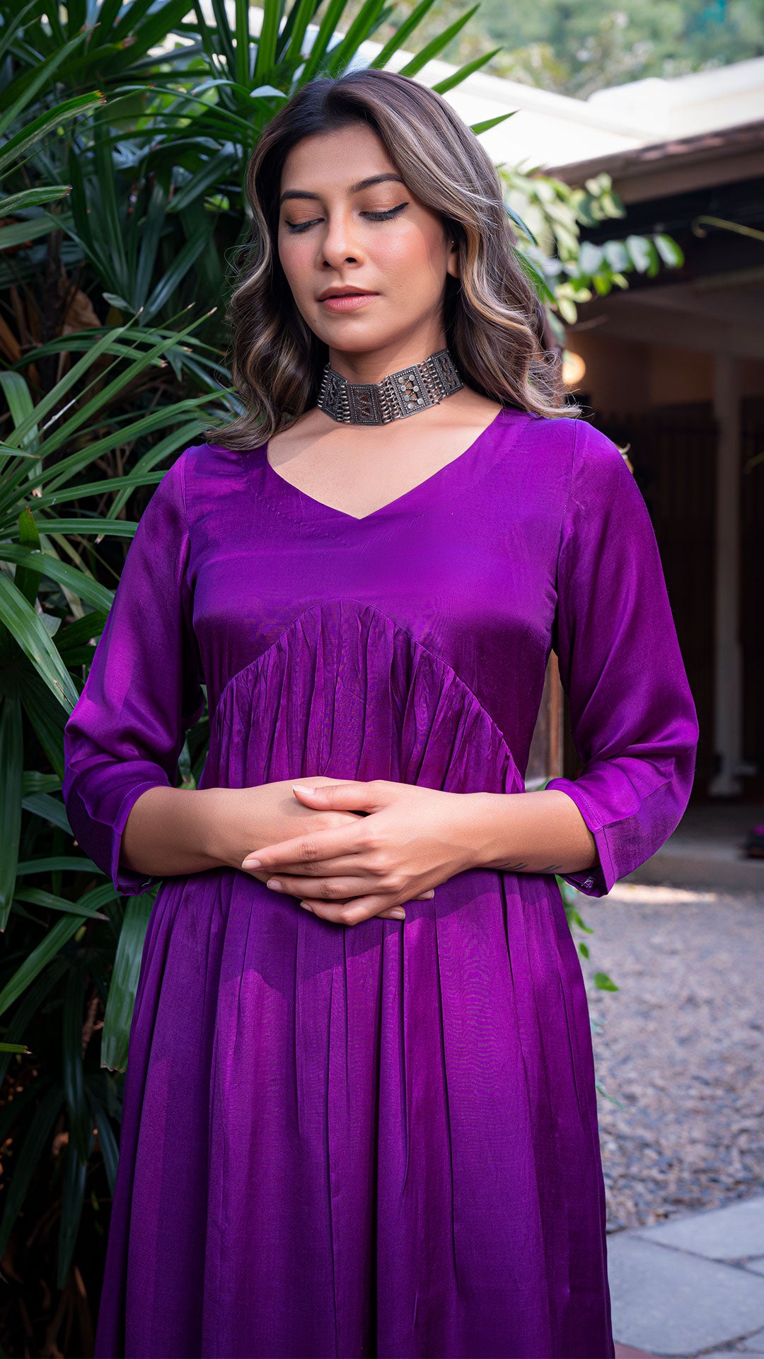 KANAN PLAIN PURPLE SILK KURTA + PANTS