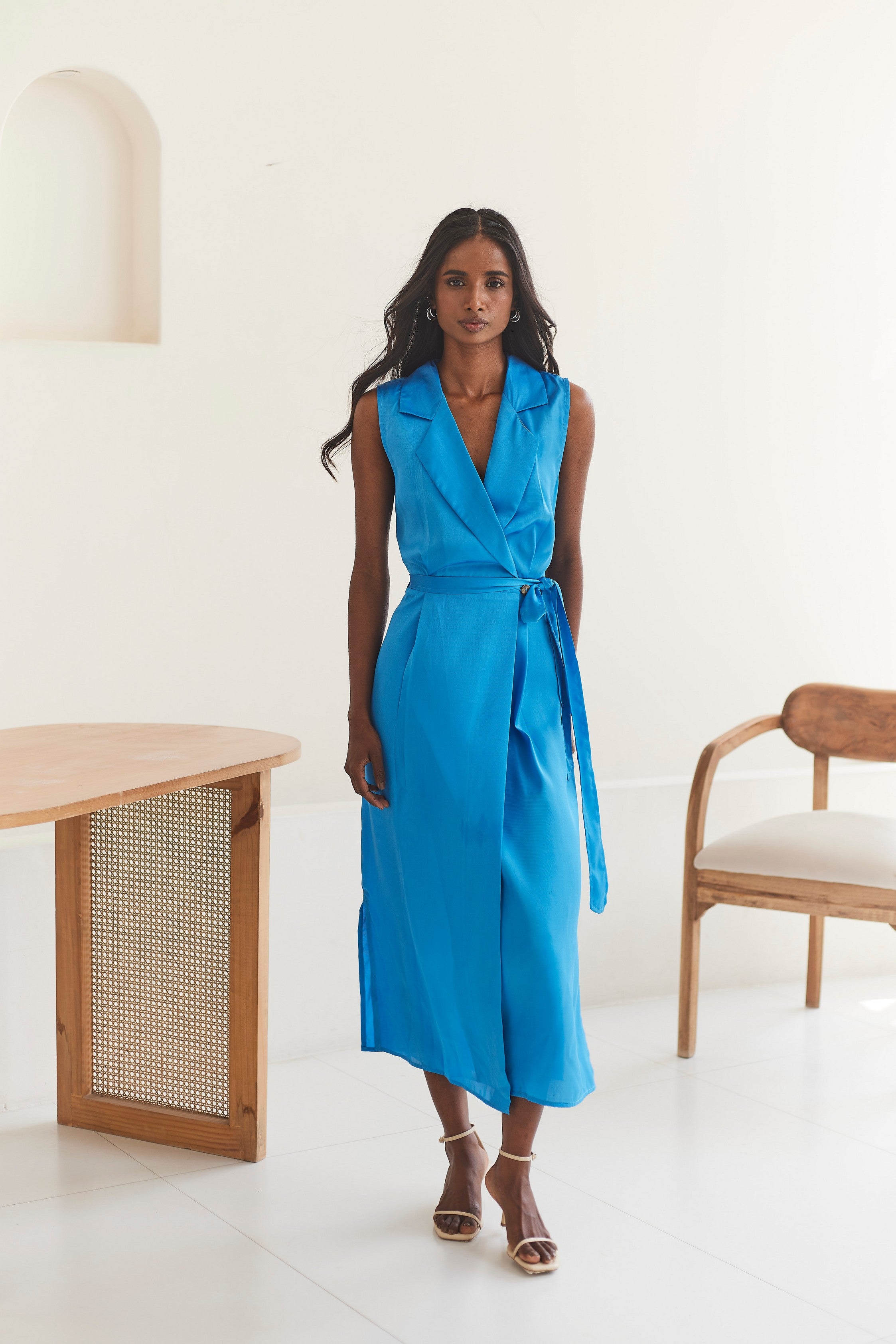 Blue Midi Shirt Dress