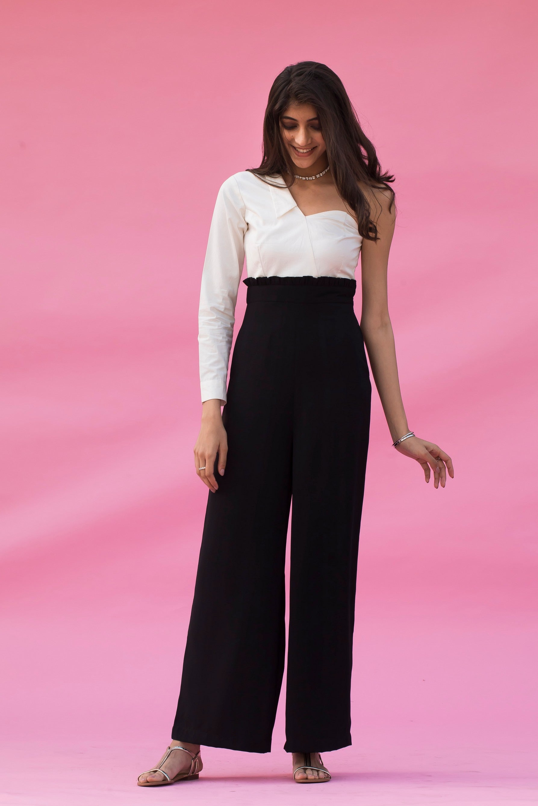 Black & White One Shoulder Jumpsuit