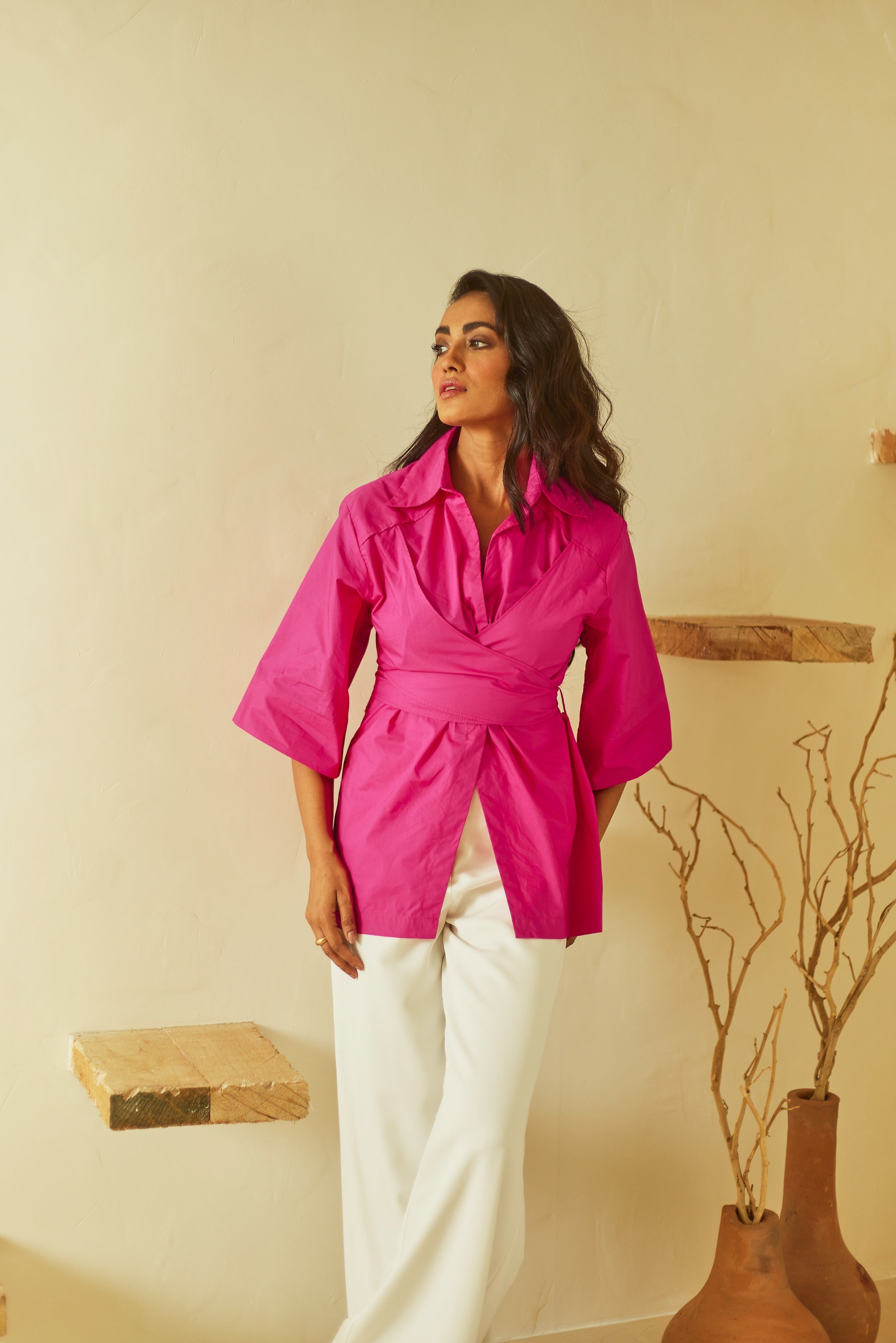 Pretty in Pink Wrap Shirt