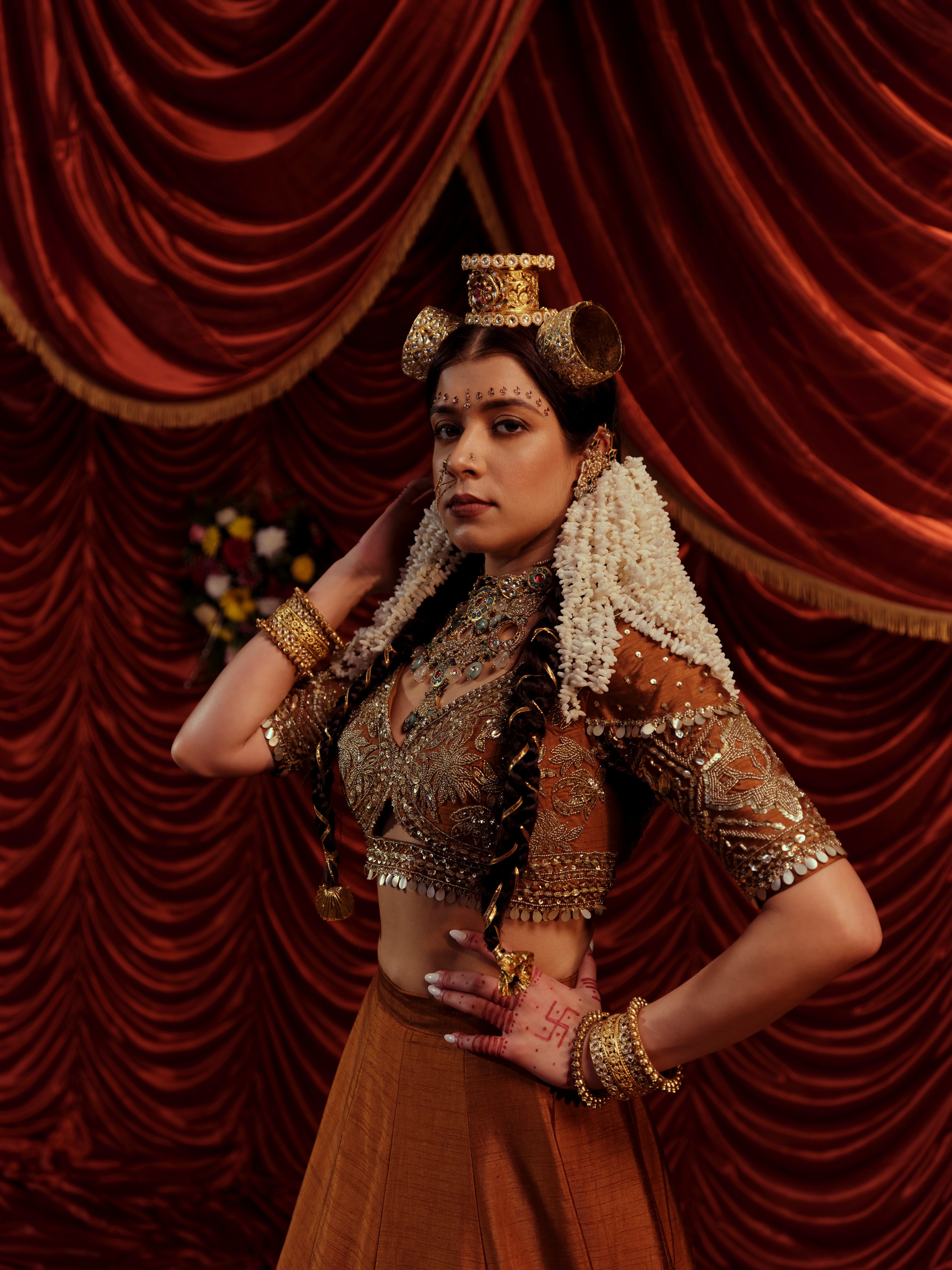 Tawny Brown 4 piece lehenga set