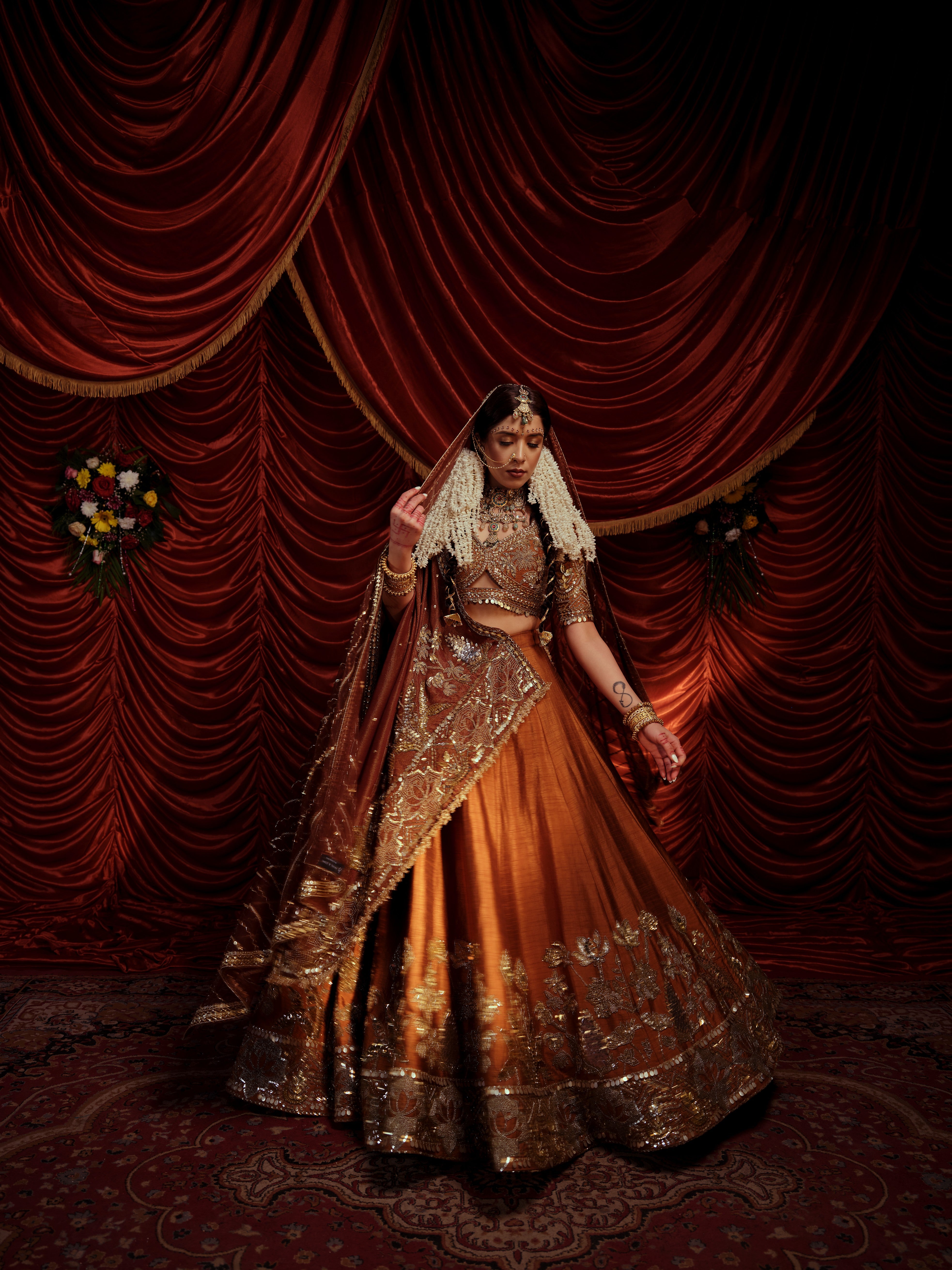 Tawny Brown 4 piece lehenga set