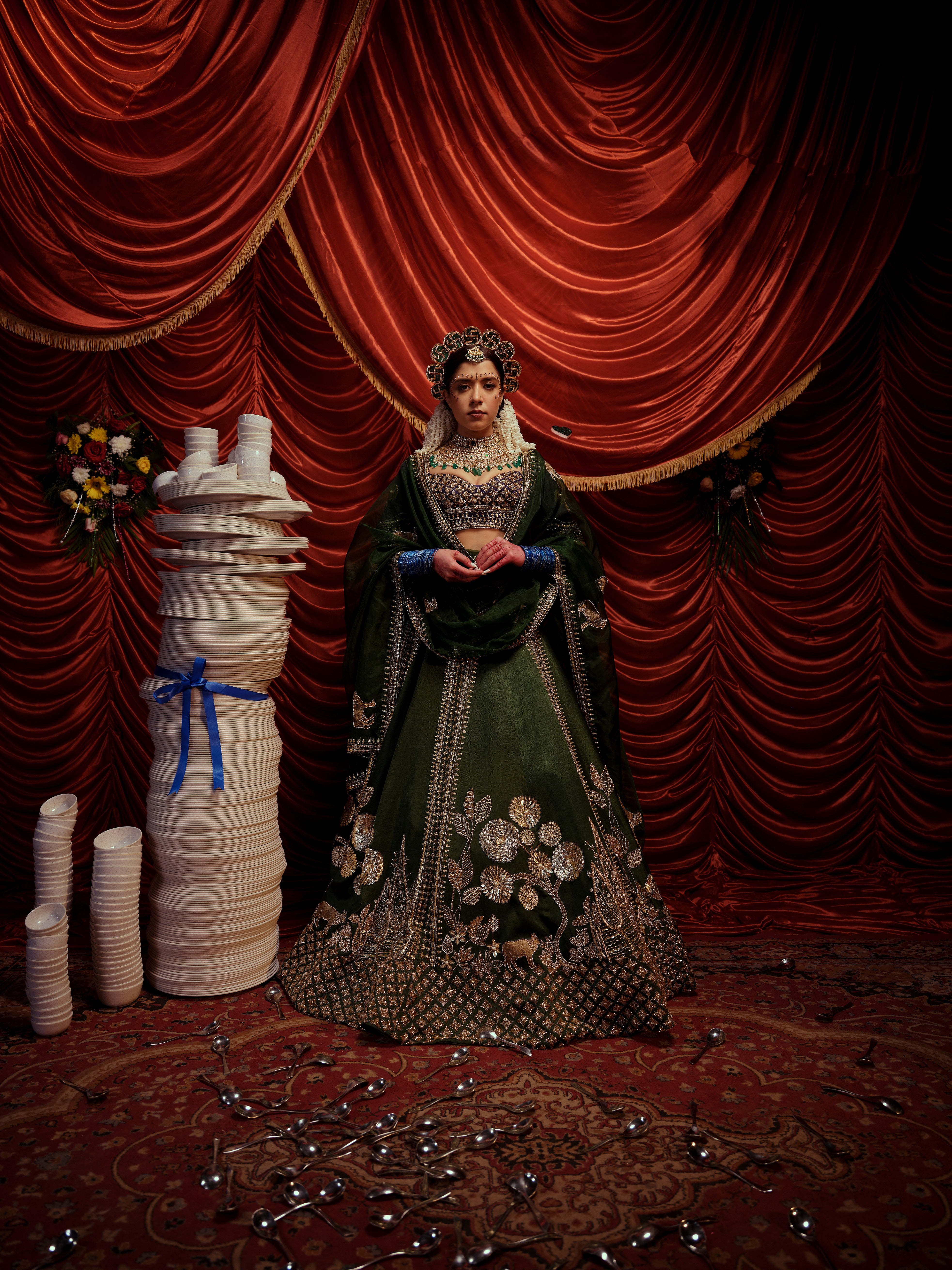 Seaweed green bridal lehenga set