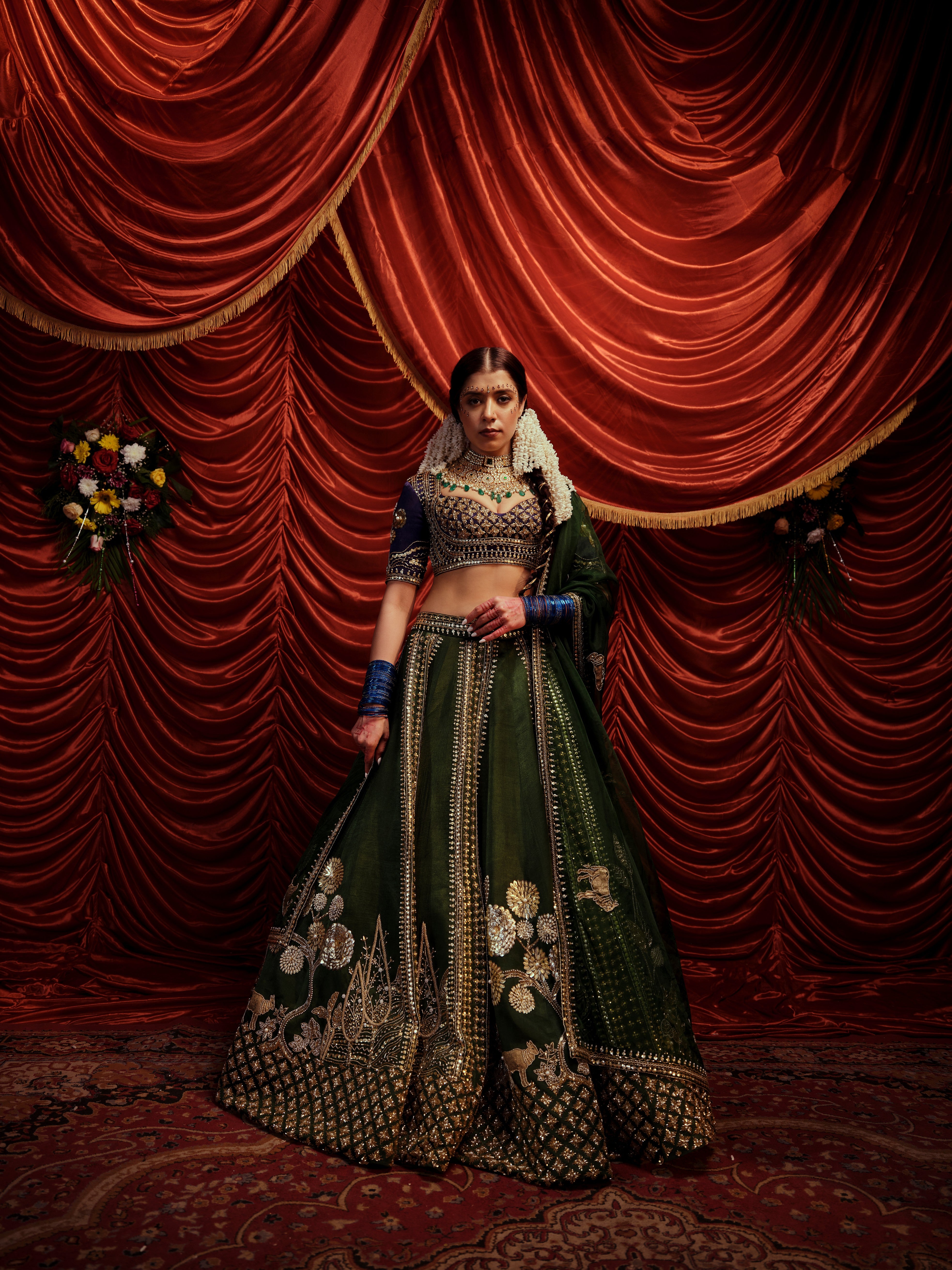Seaweed green bridal lehenga set