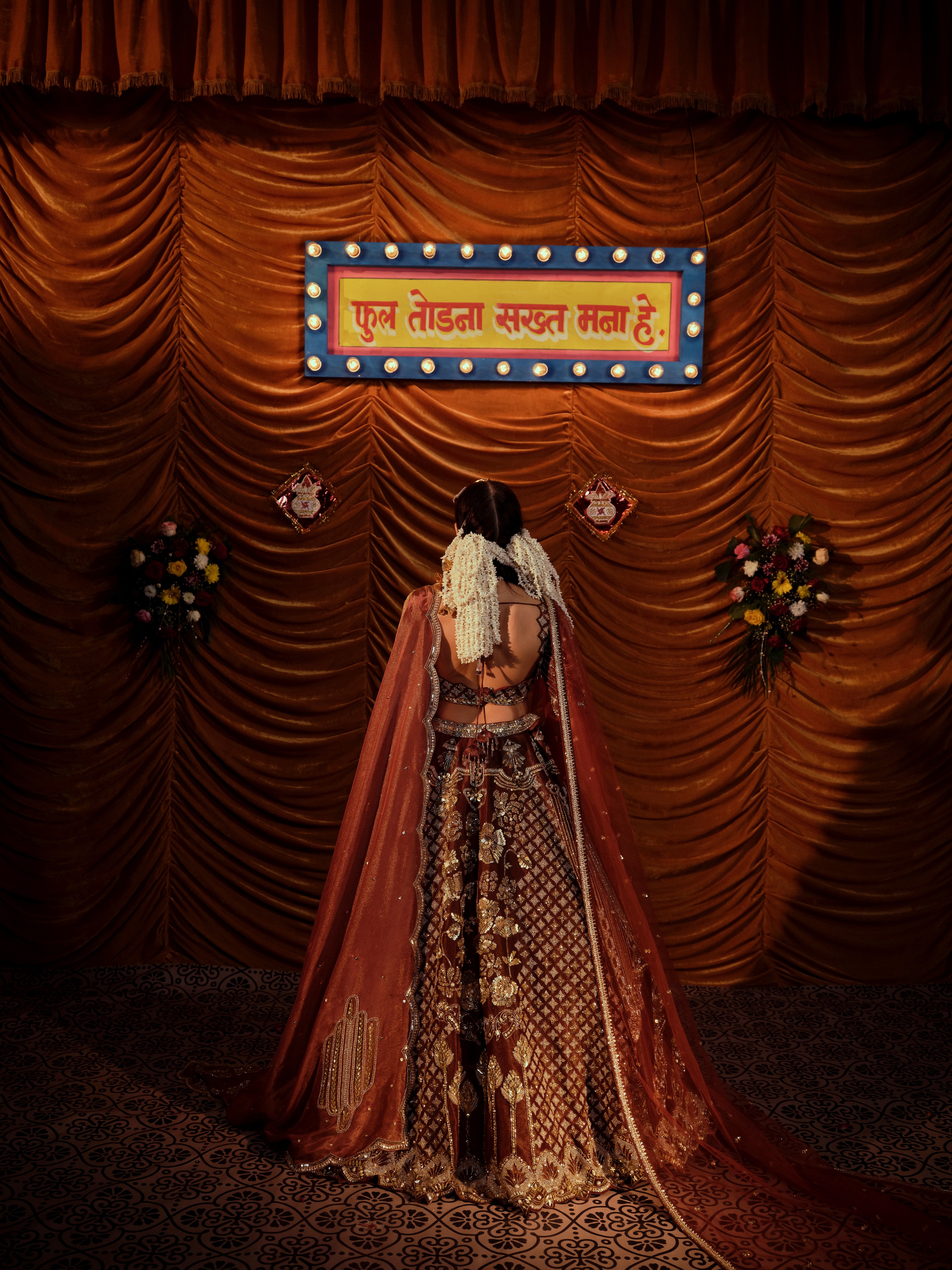 Tawny Brown Gaji 4 piece bridal lehenga set
