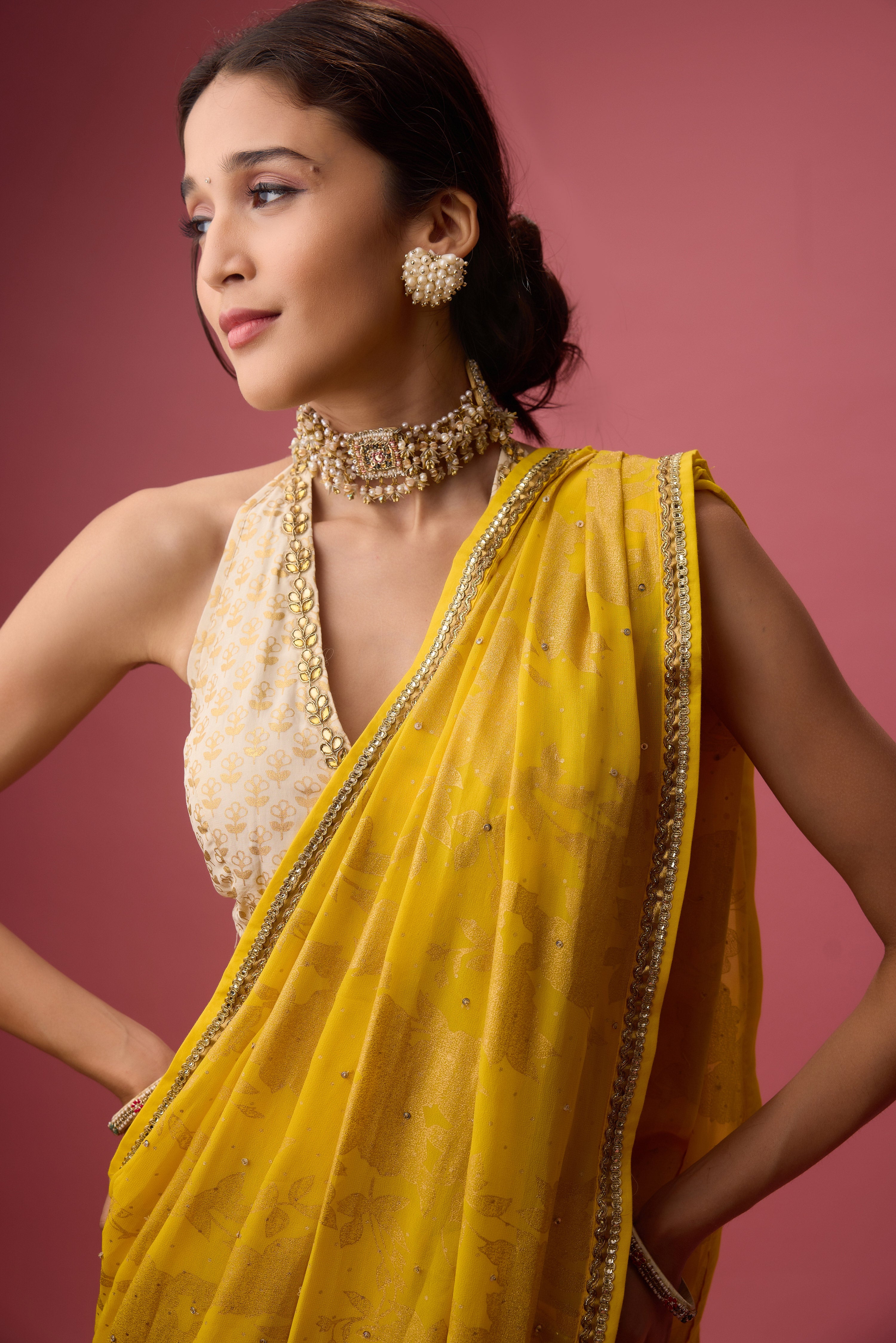 Crepe dhoti saree