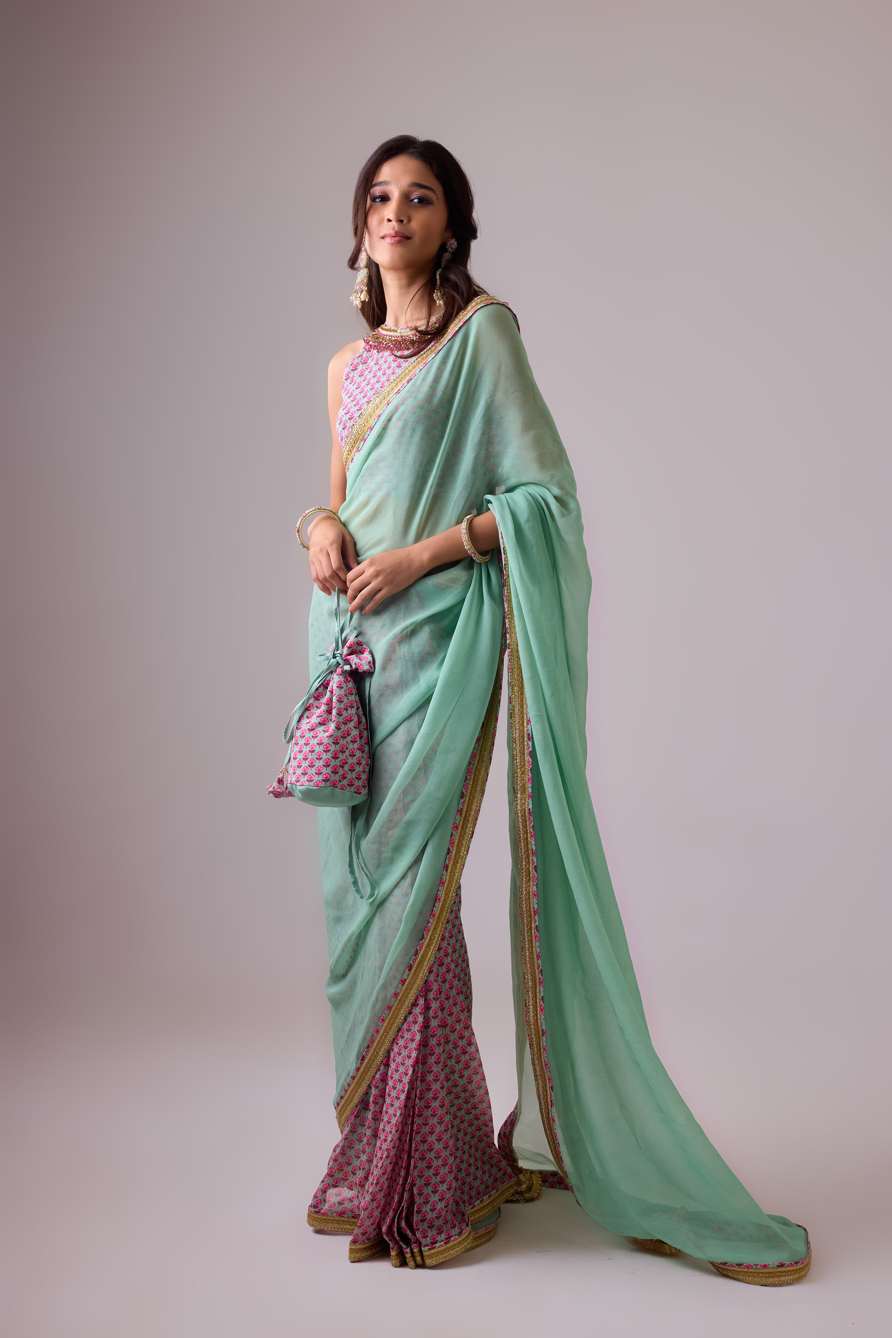 GEORGETTE SAREE WITH CREPE BLOUSE