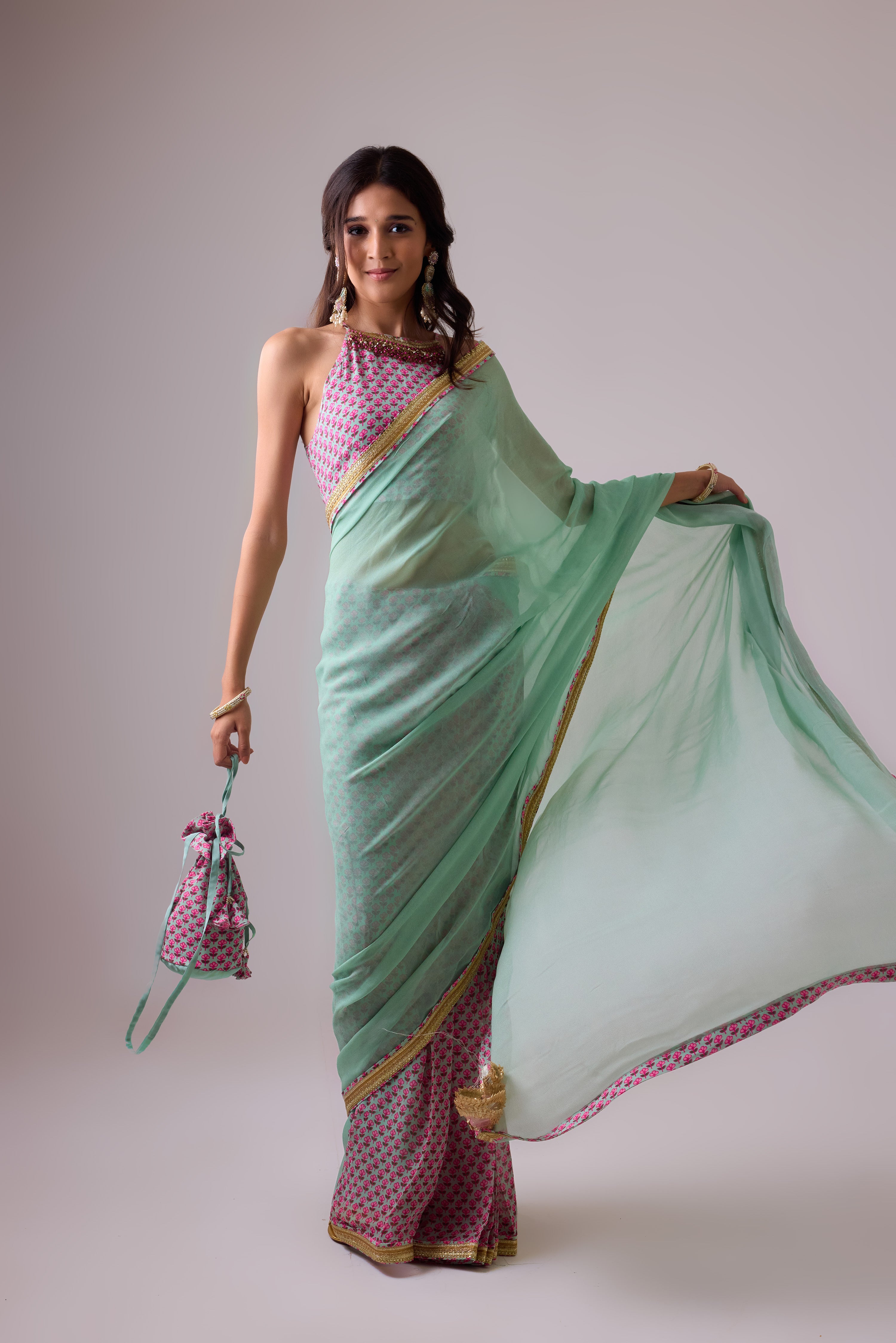 GEORGETTE SAREE WITH CREPE BLOUSE
