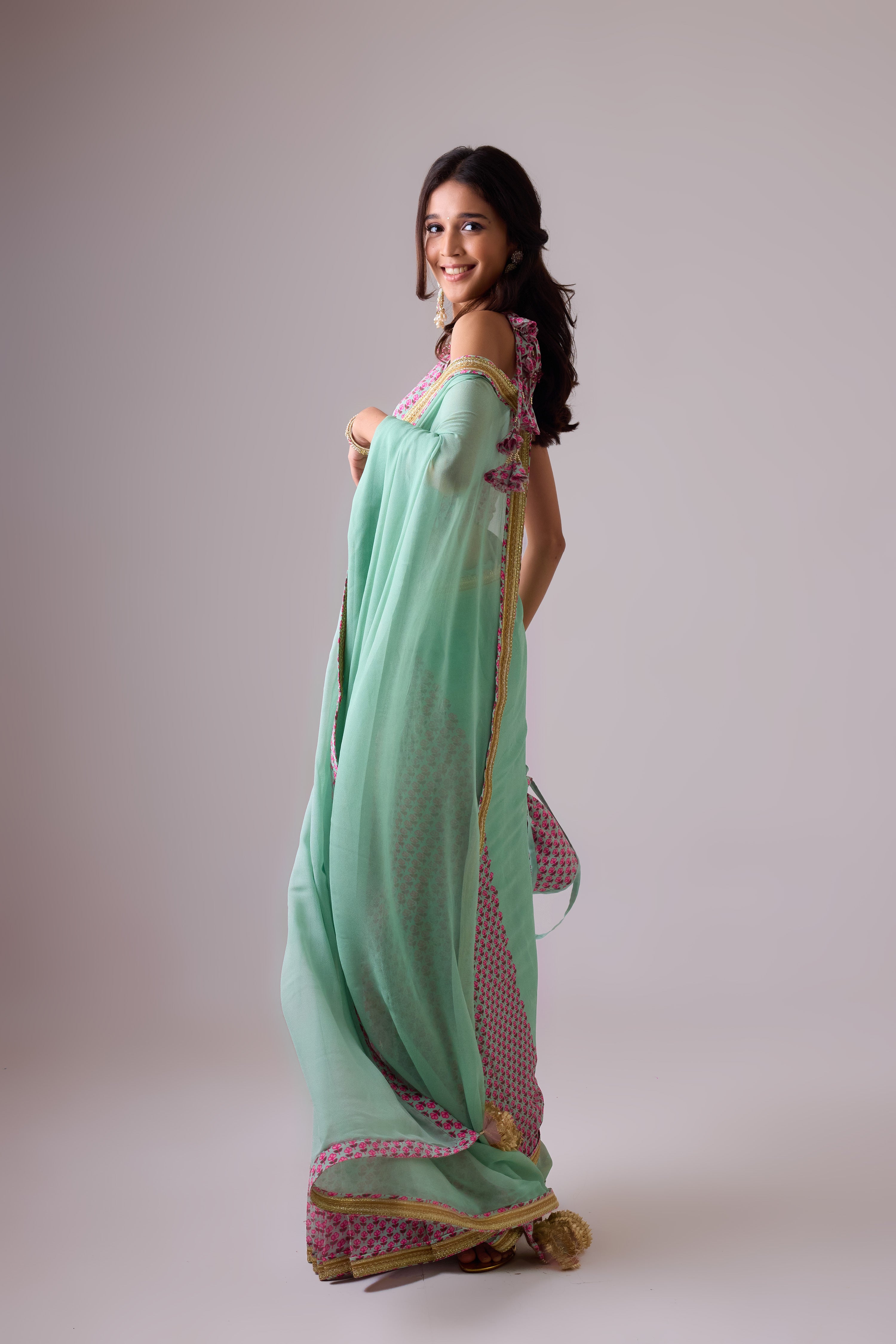 GEORGETTE SAREE WITH CREPE BLOUSE