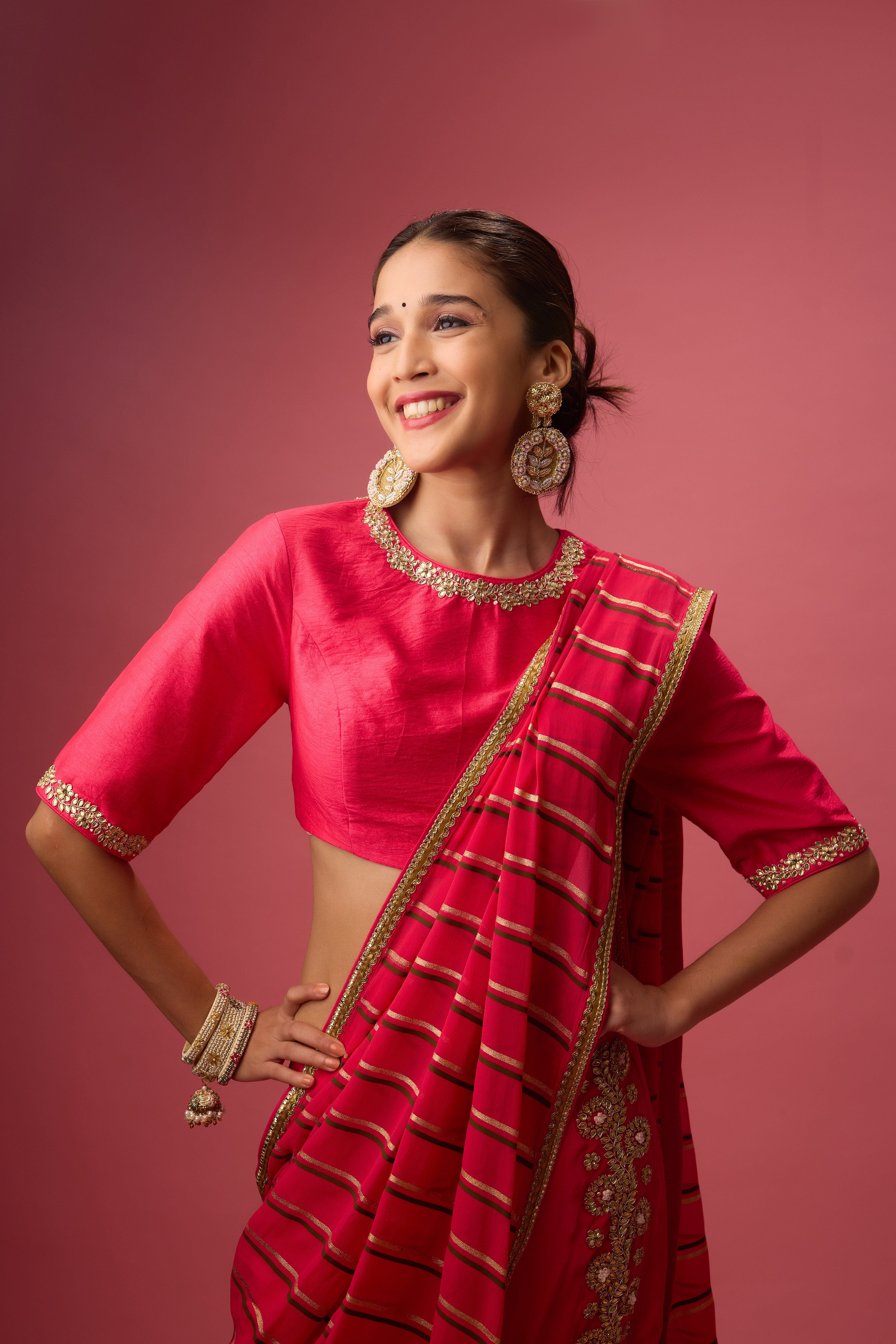 DOUBLE LAYER HAND EMB. ORGANZA LEHENGA PAIRED WITH EMB. BLOUSE AND DUPATTA