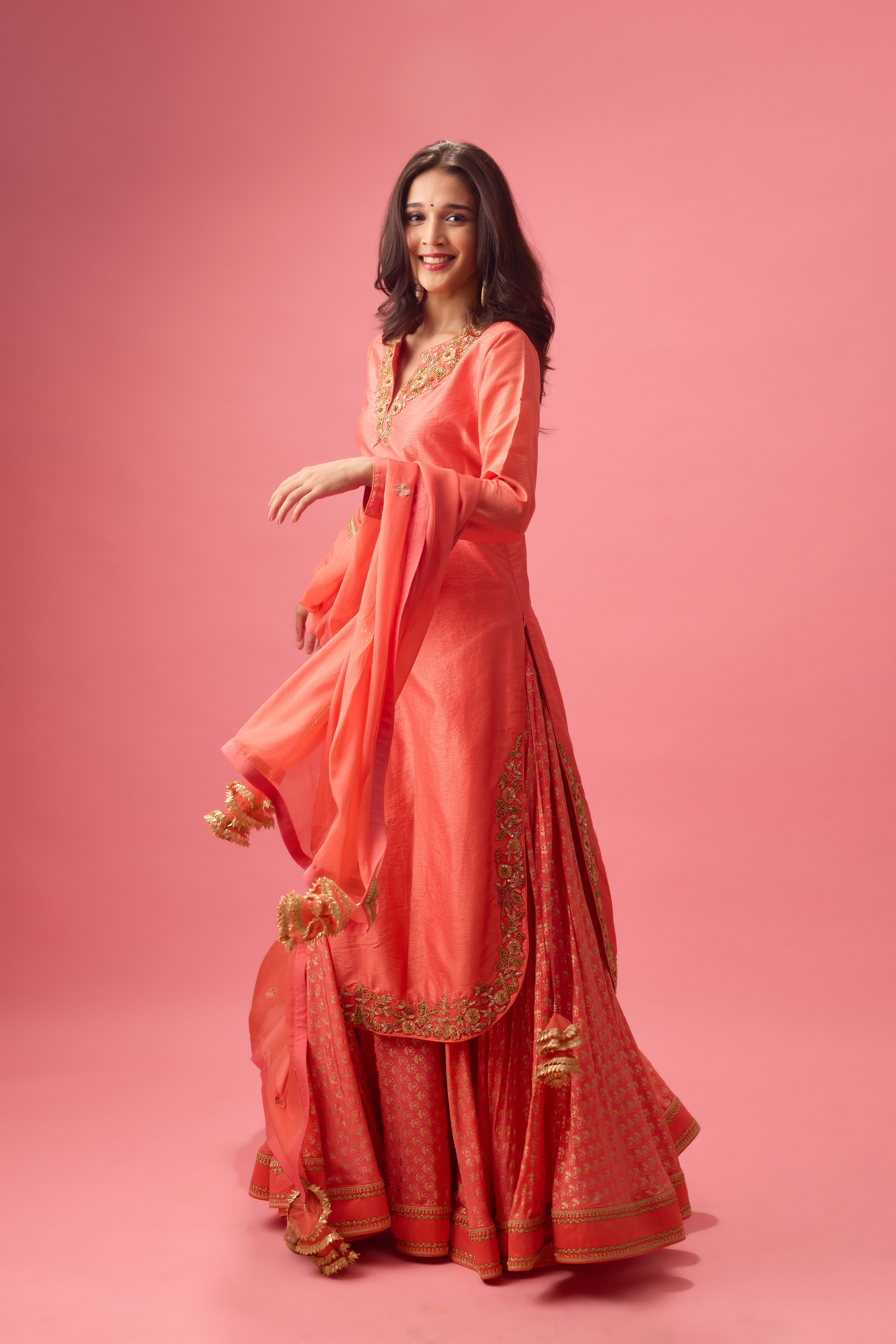 APPLE CUT KURTA WITH DOUBLE LAYER ORGANZA PAIRED WITH DUPATTA